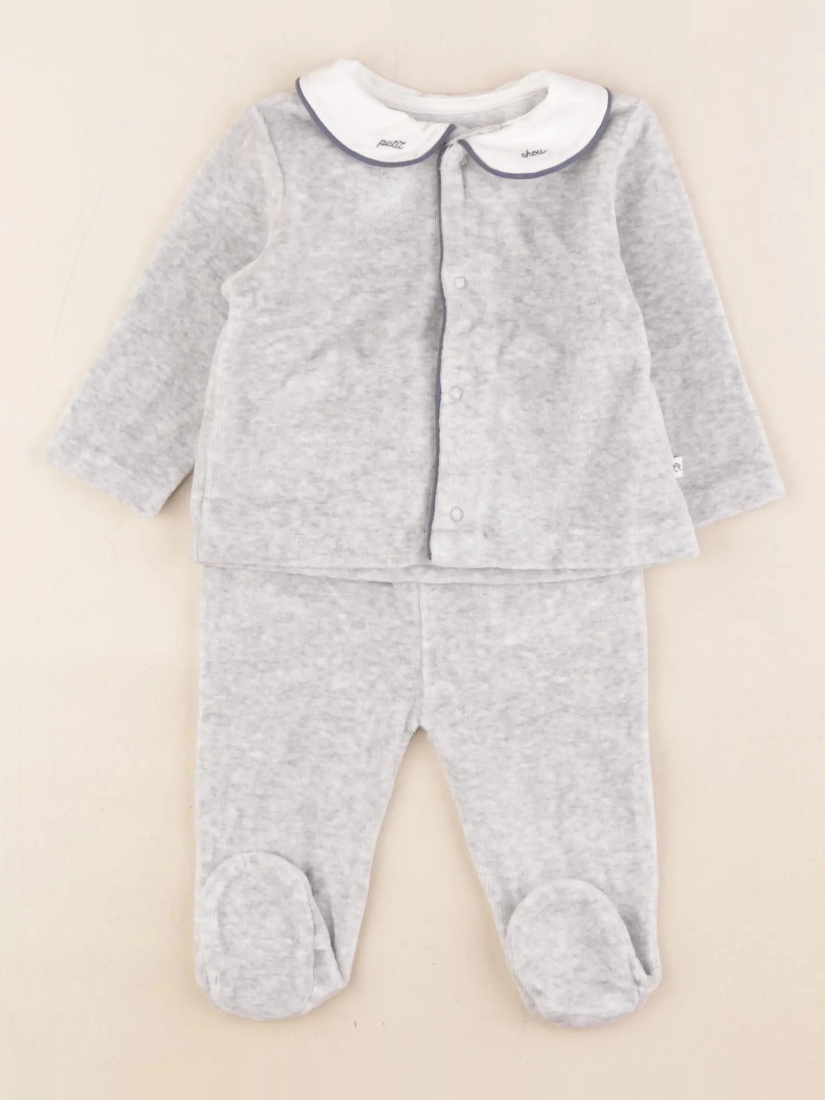 Cadet Rousselle - pyjama velours gris - 3 mois