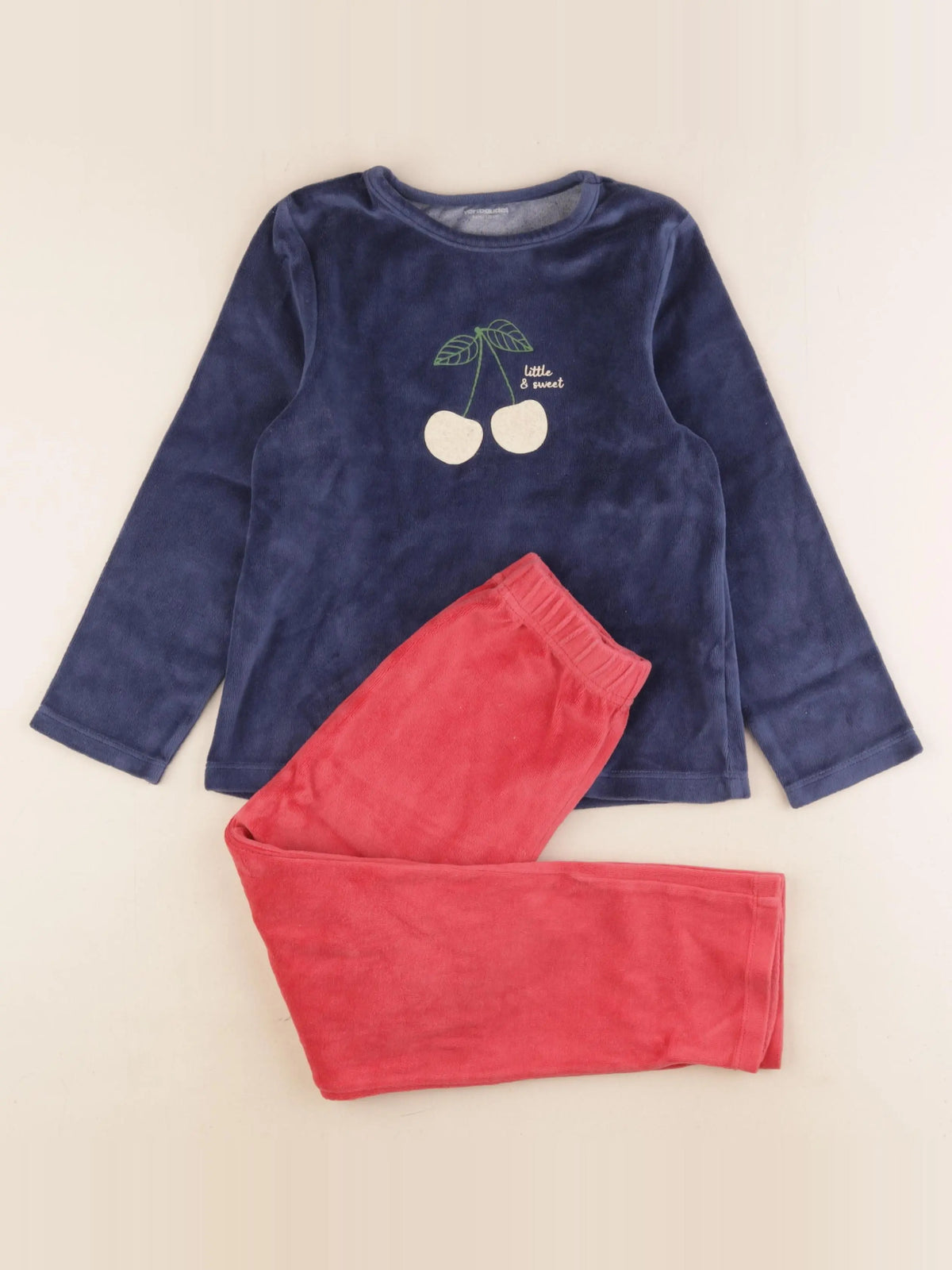 Vertbaudet - pyjama velours bleu, rouge - 8 ans