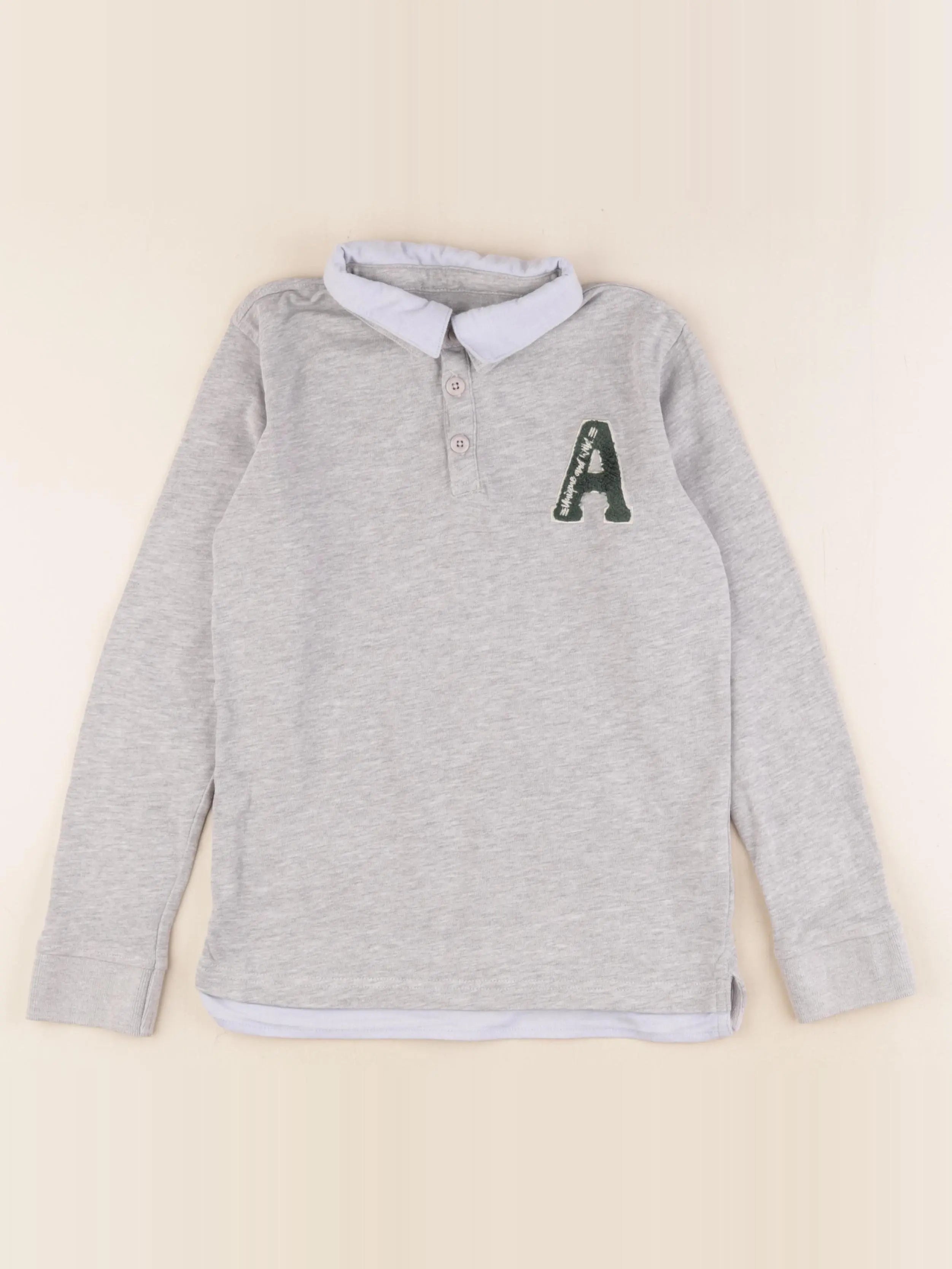 Vertbaudet - polo gris - 10 ans