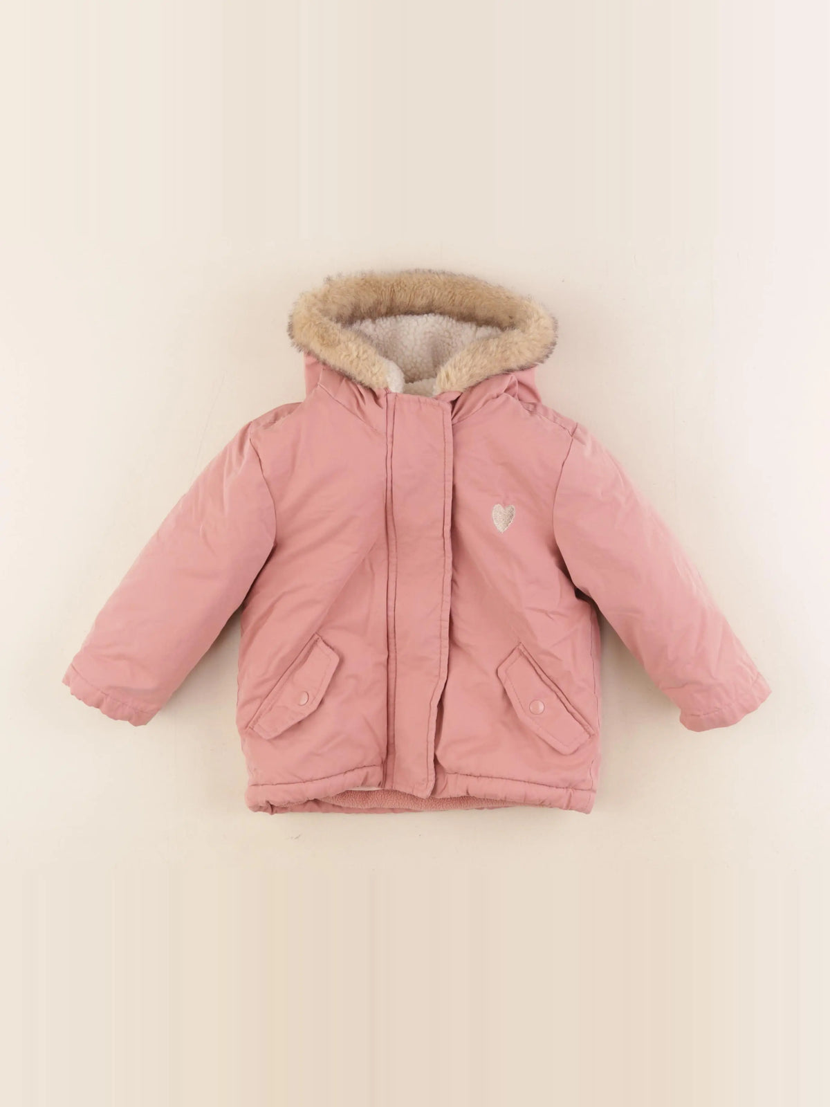 Vertbaudet - manteau doublure amovible rose, or - 2 ans