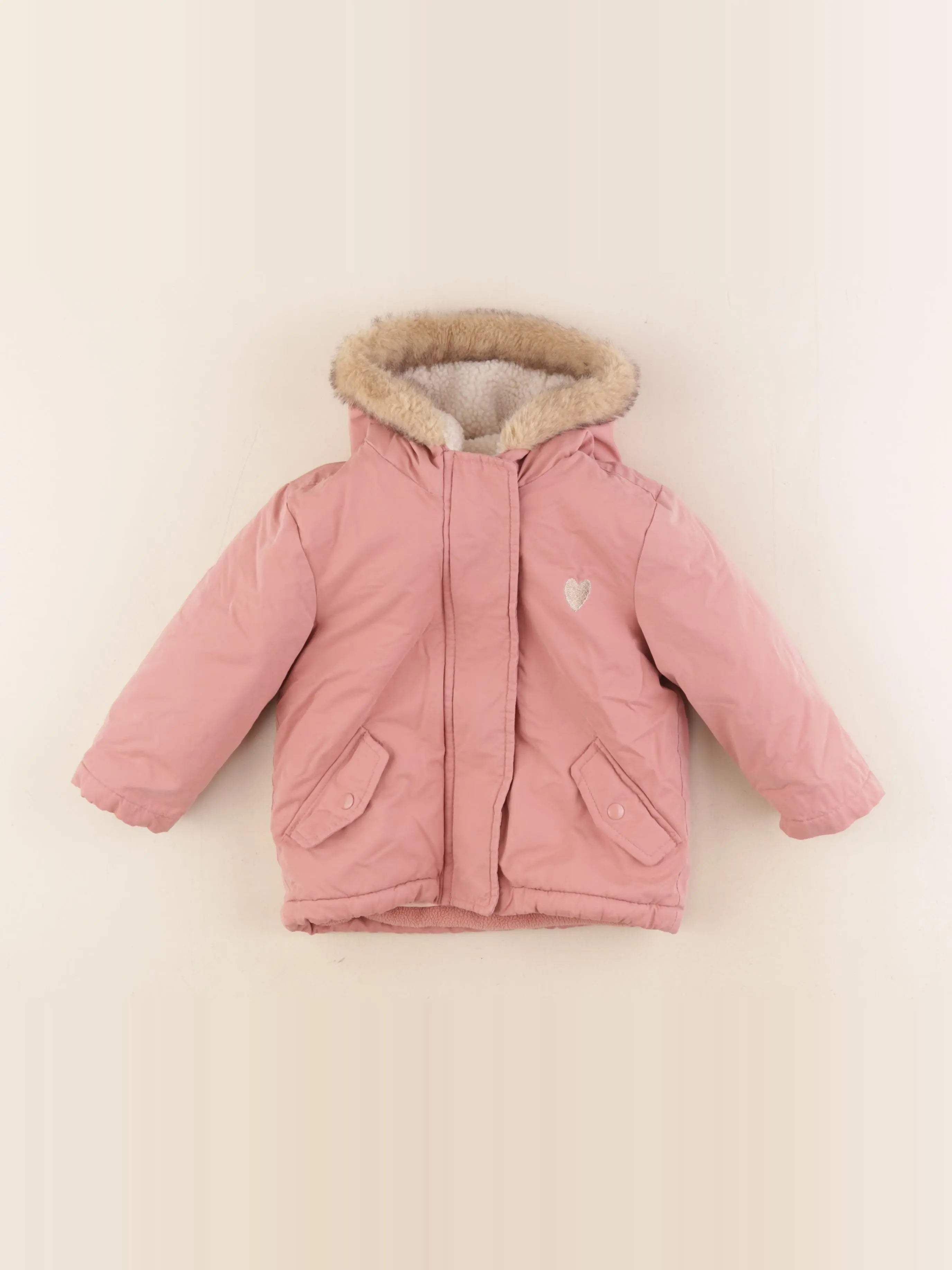 Vertbaudet - manteau doublure amovible rose, or - 2 ans