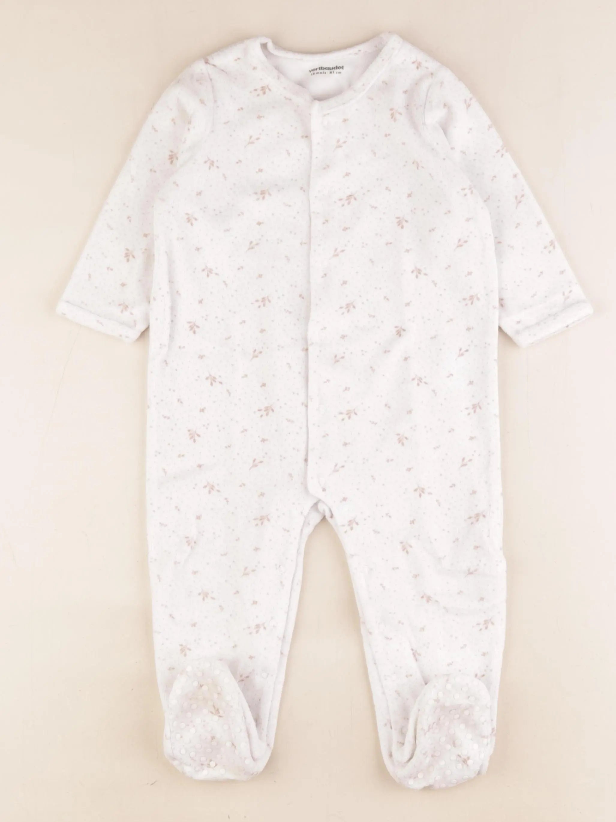 Vertbaudet - pyjama velours blanc - 18 mois