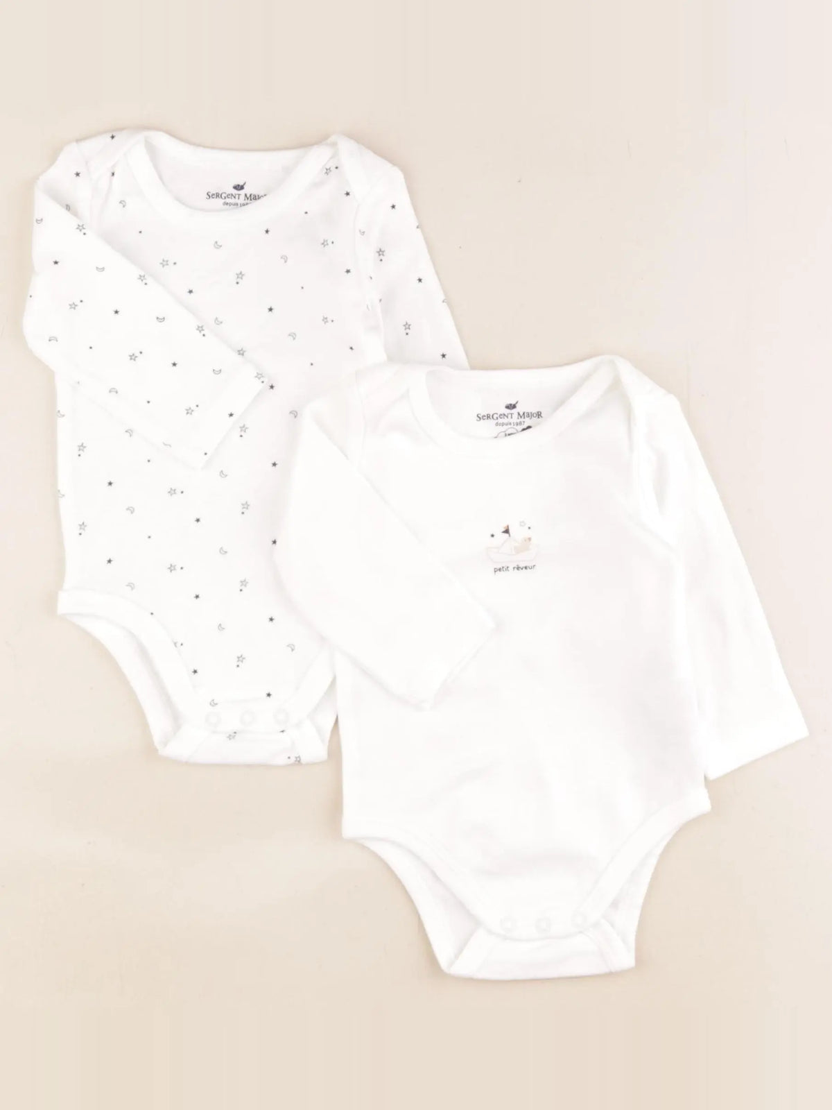 Sergent Major - lot de 2 bodies en coton blanc - 3 mois