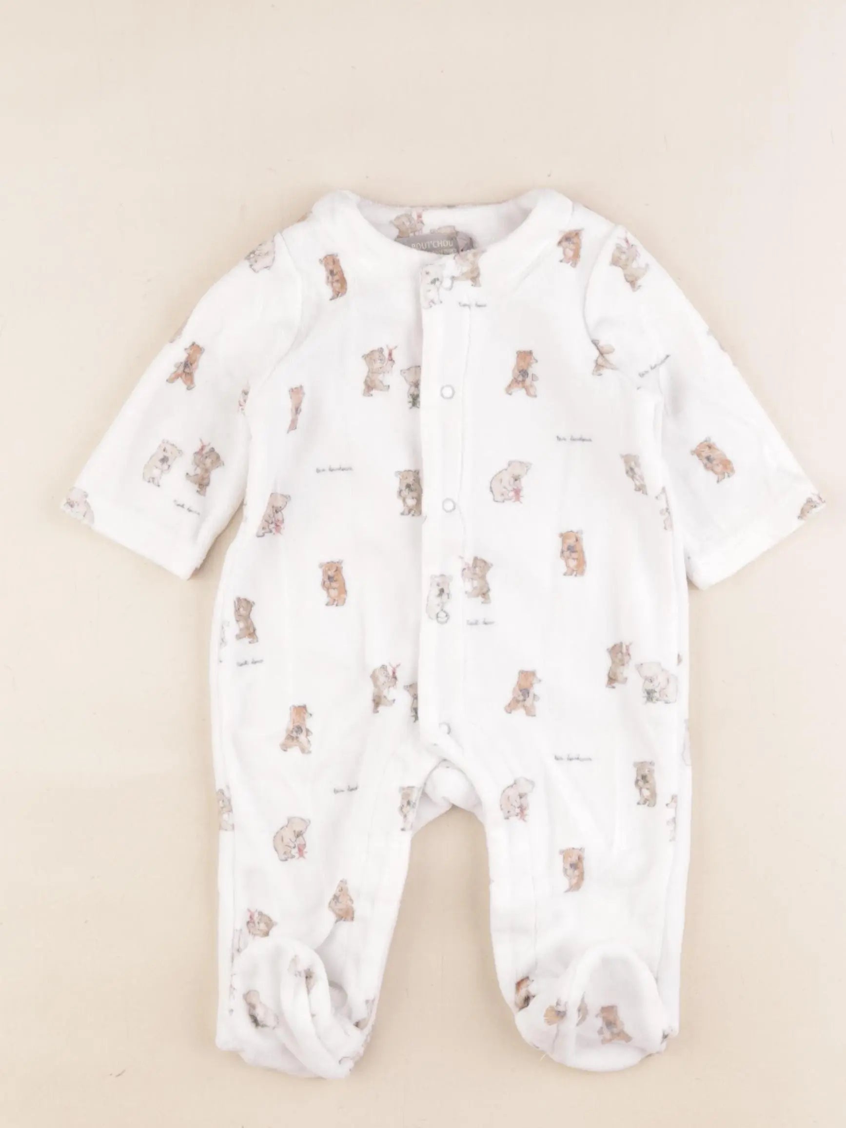 Boutchou - pyjama velours blanc - 3 mois