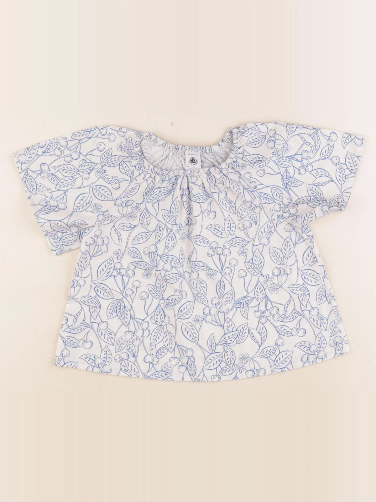 Petit Bateau - blouse blanc, bleu - 4 ans