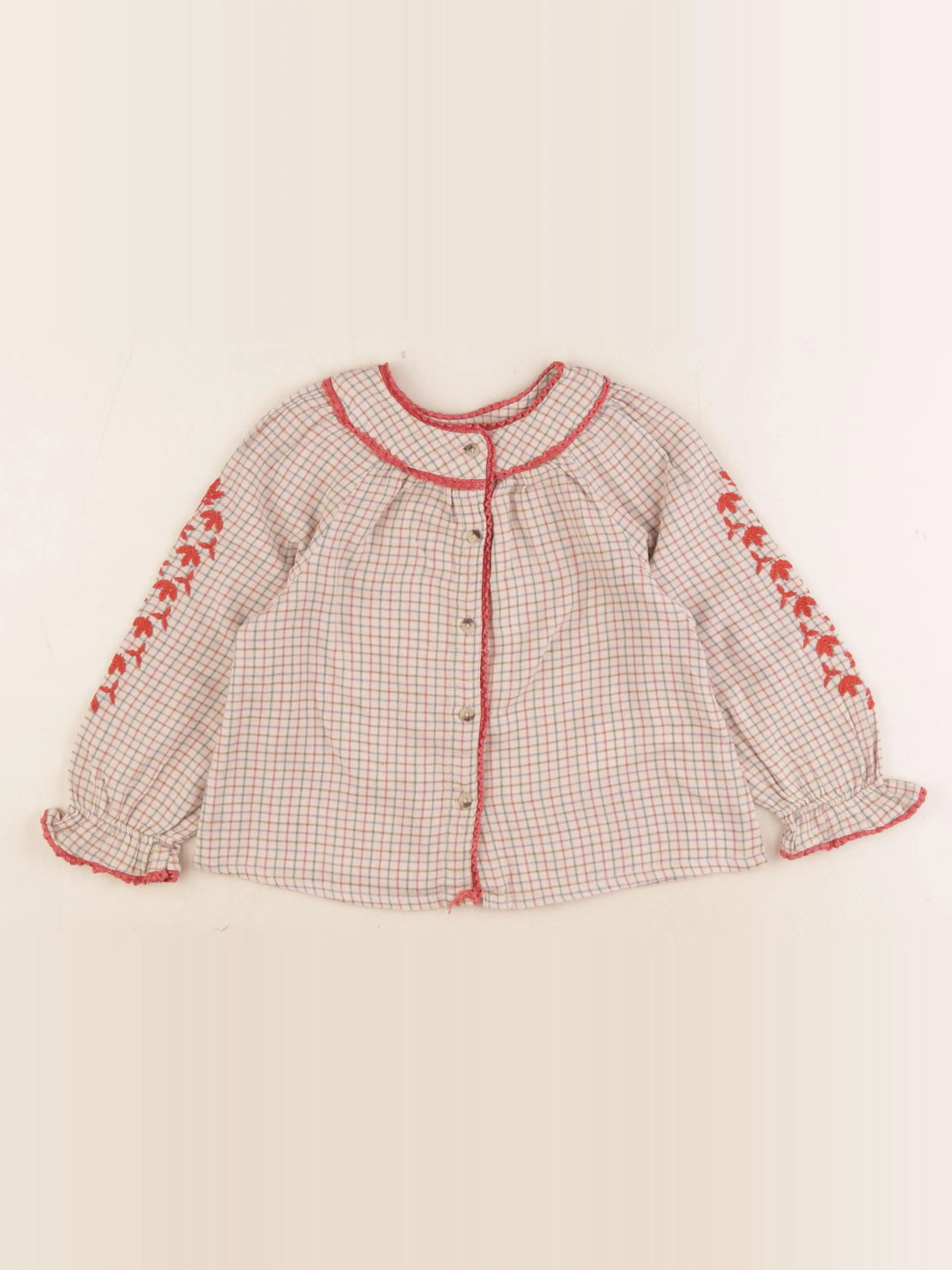 Cyrillus - blouse beige, rouge - 3 ans