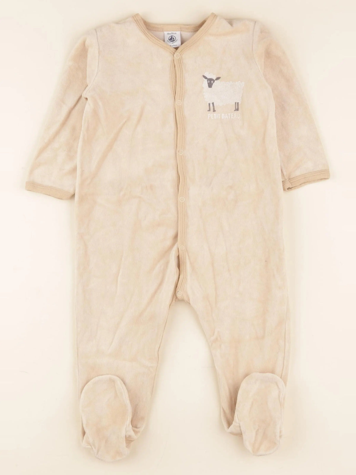 Petit Bateau - pyjama velours beige - 18 mois