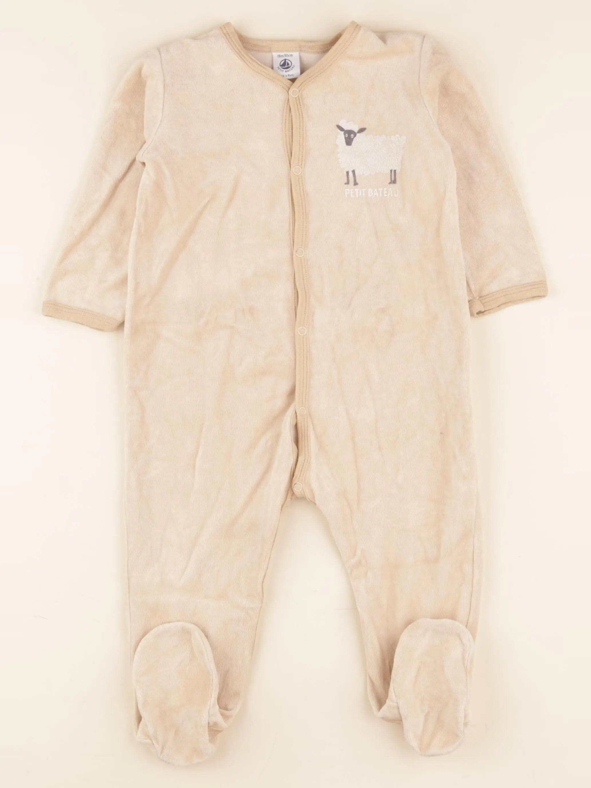 Petit Bateau - pyjama velours beige - 18 mois