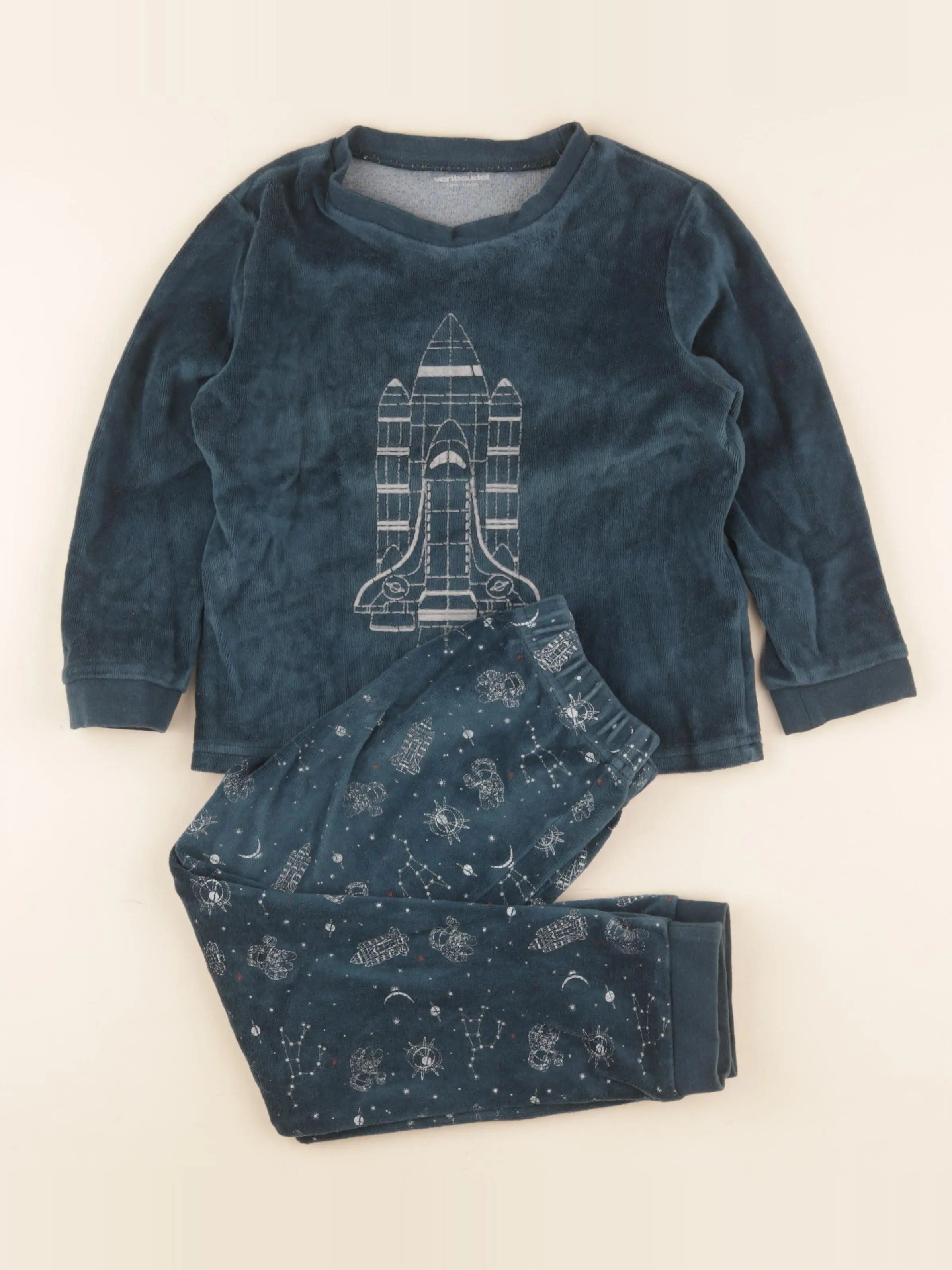 Vertbaudet - pyjama velours vert - 6 ans