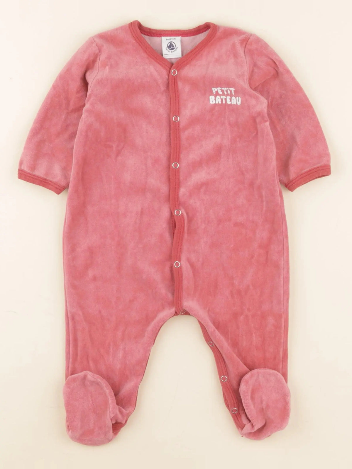 Petit Bateau - pyjama velours rouge - 6 mois