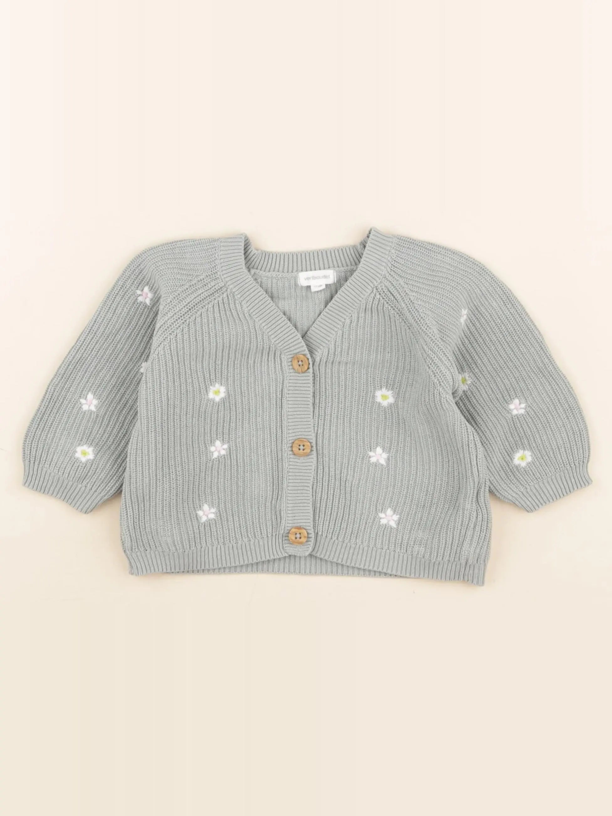 Vertbaudet - gilet vert - 9 mois