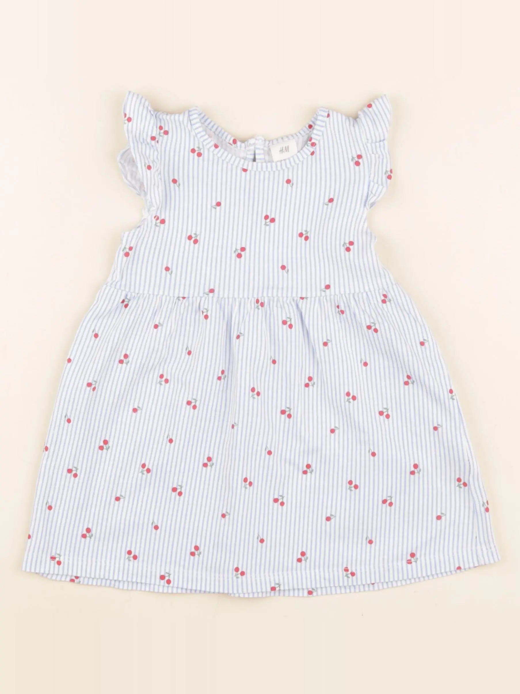 H&M - robe bleu, blanc - 6/9 mois