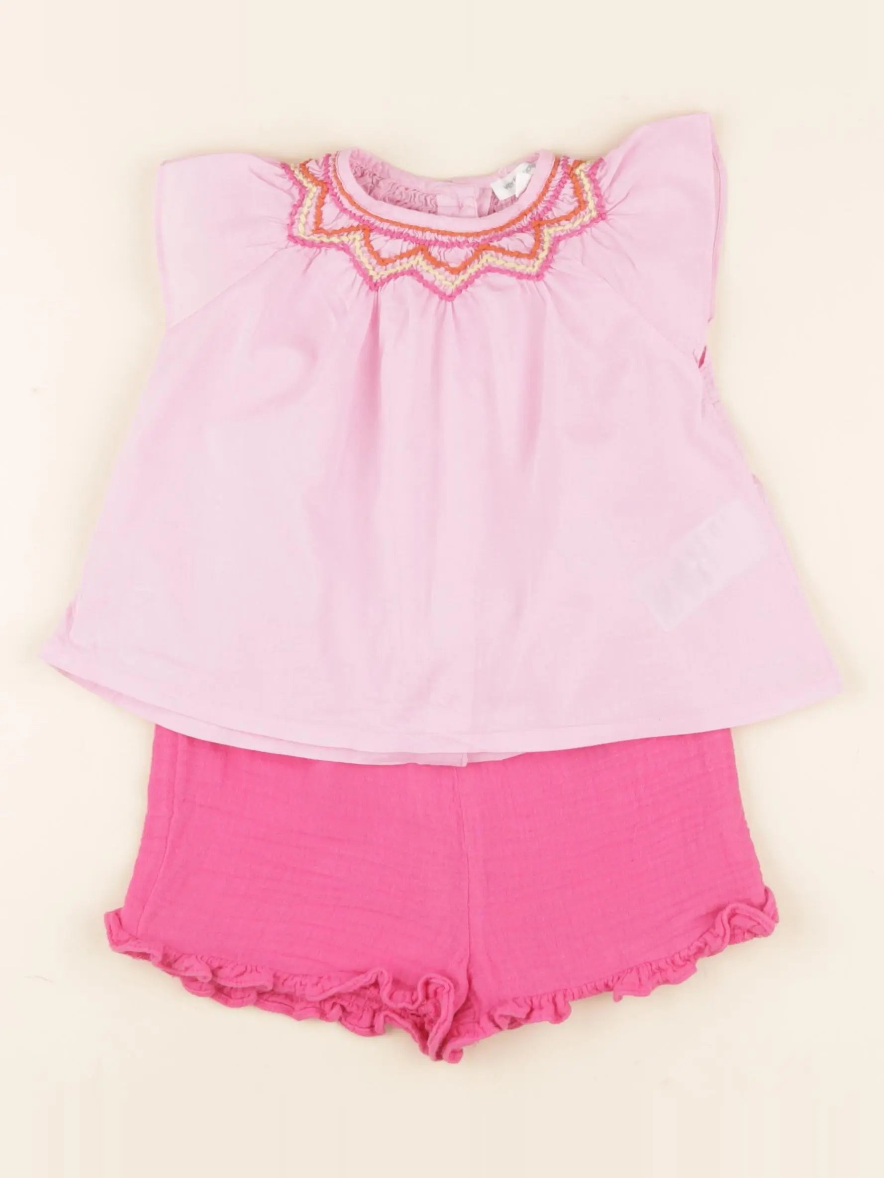 Vertbaudet - ensemble rose - 12 mois