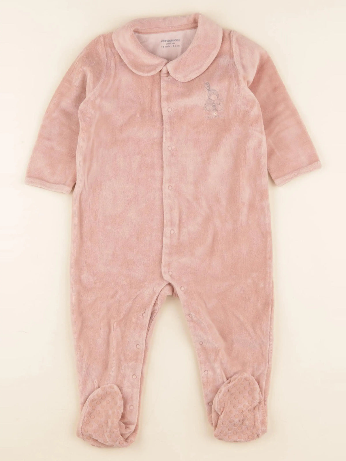 Vertbaudet - pyjama velours rose - 18 mois