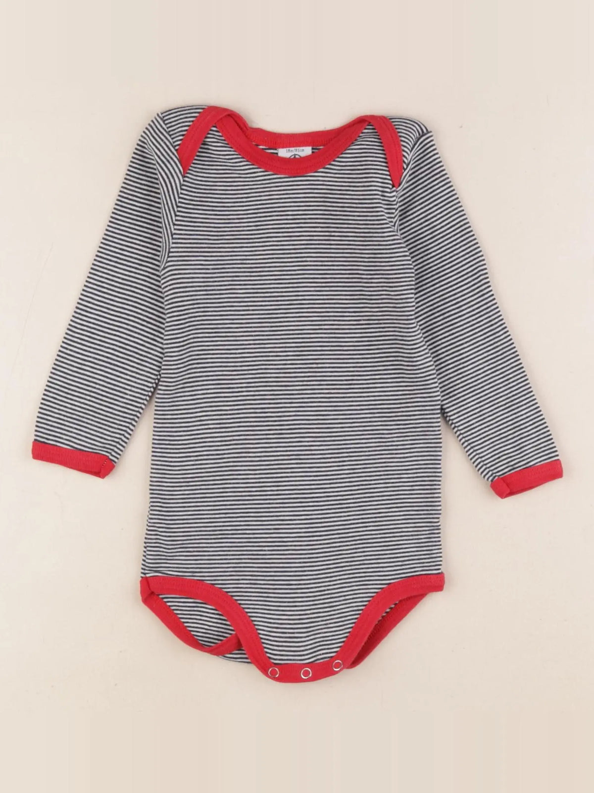 Petit Bateau - body blanc, bleu - 18 mois