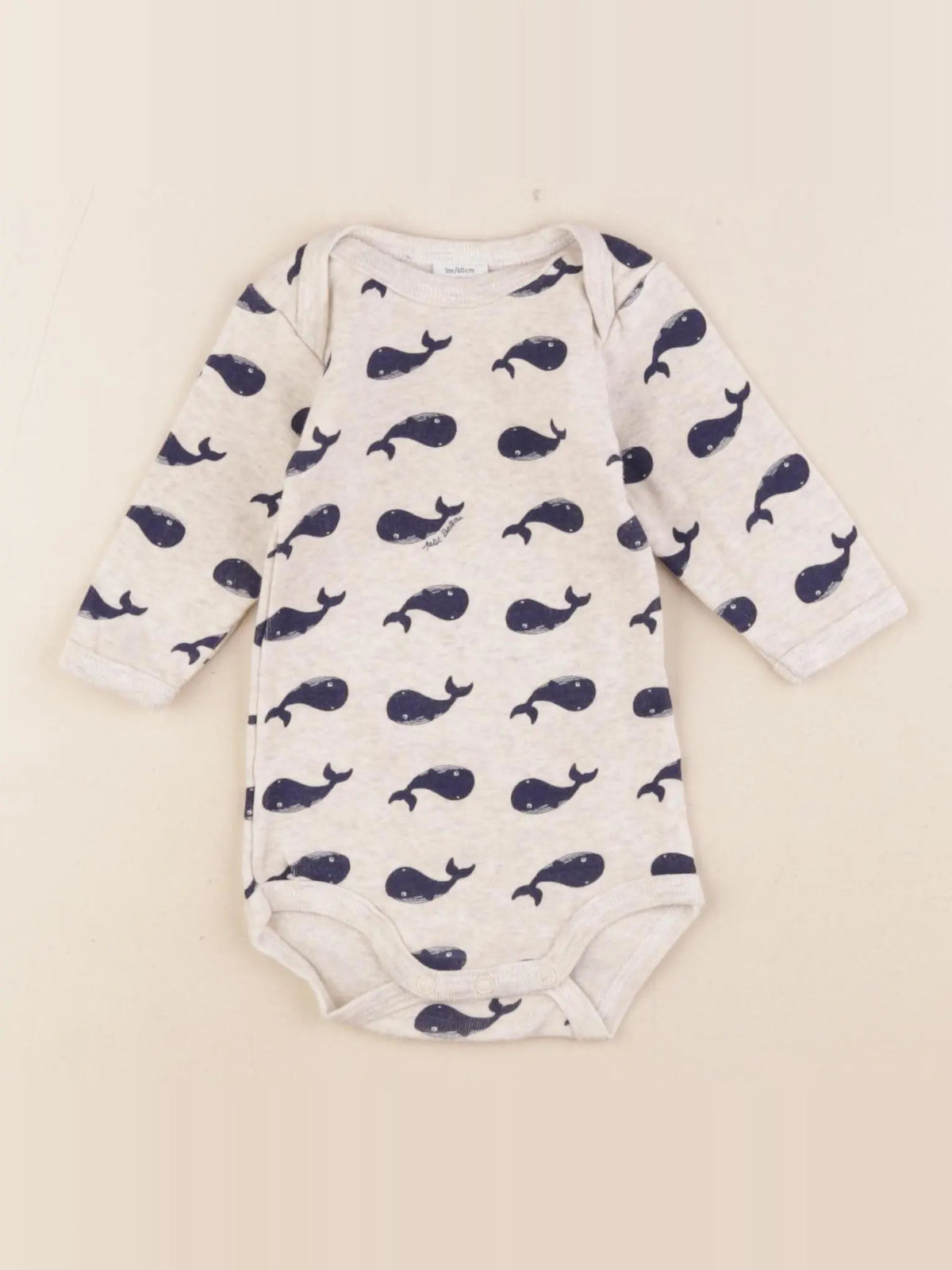 Petit Bateau - body bleu, marron - 3 mois