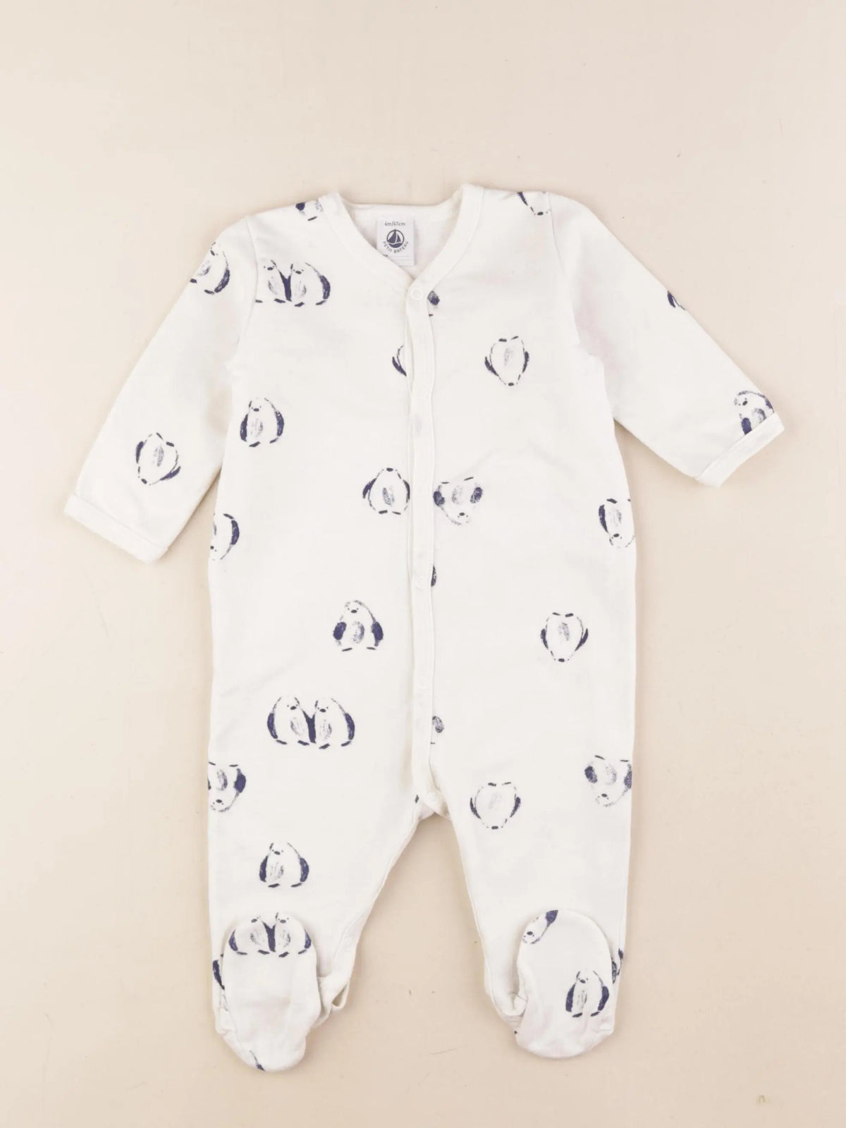 Petit Bateau - pyjama coton blanc, bleu - 6 mois