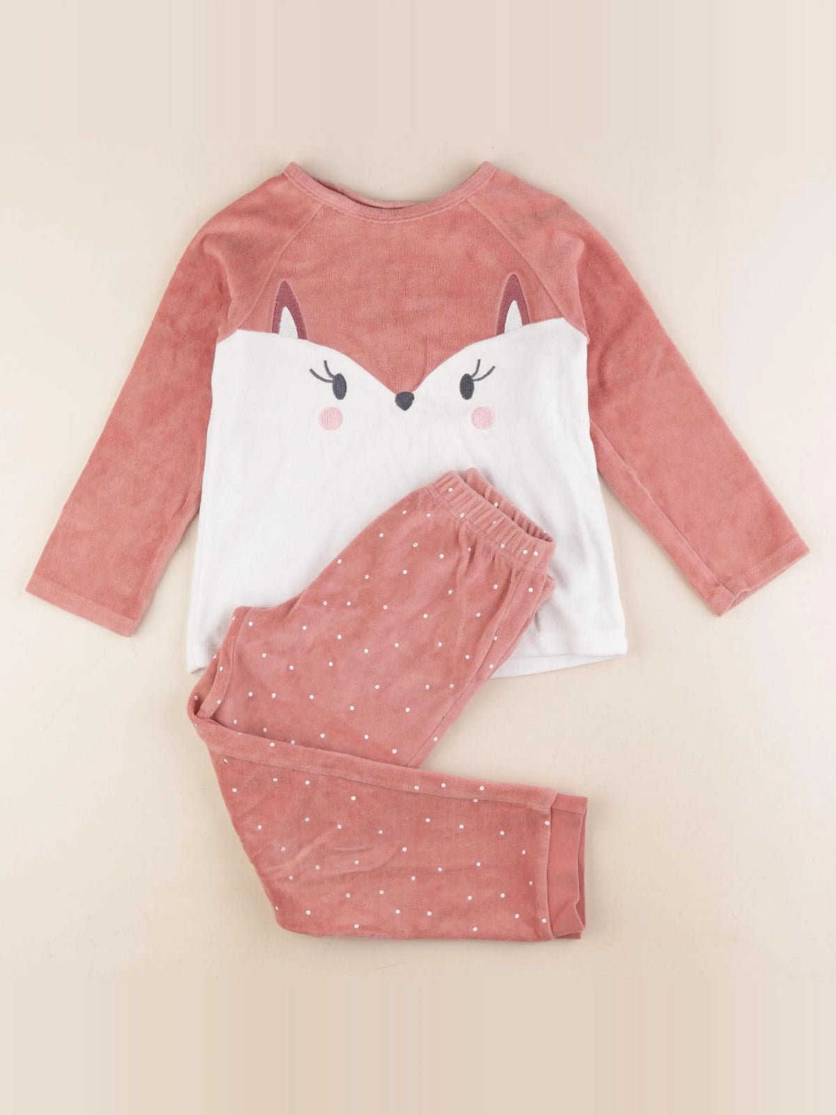 Vertbaudet - pyjama velours rose - 6 ans