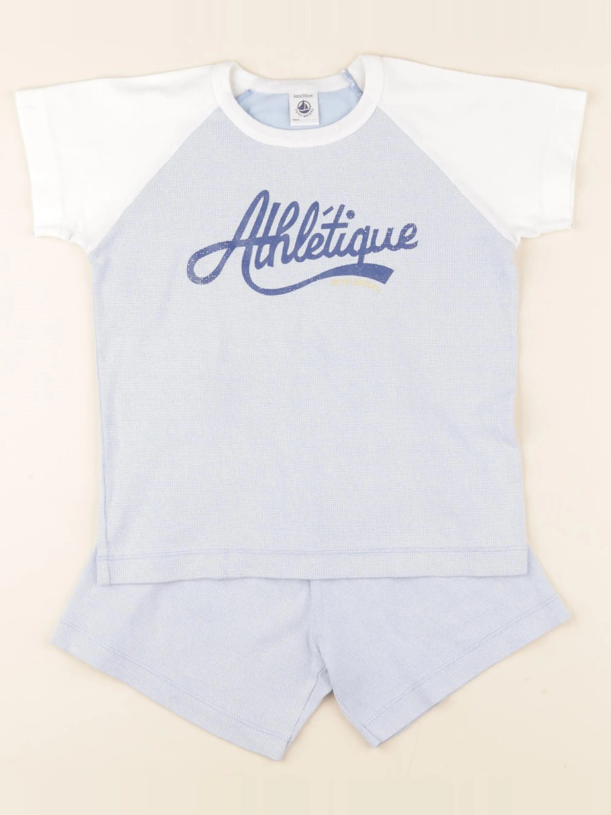 Petit Bateau - pyjama coton bleu, blanc - 6 ans