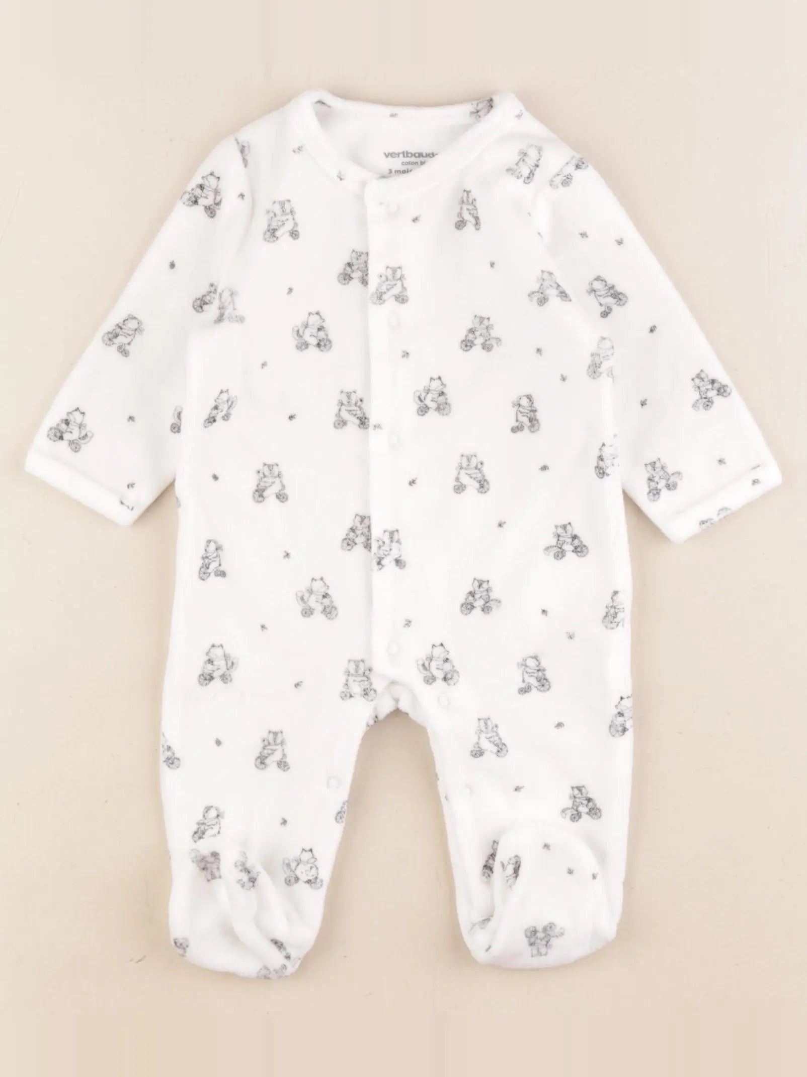 Vertbaudet - pyjama velours blanc - 3 mois
