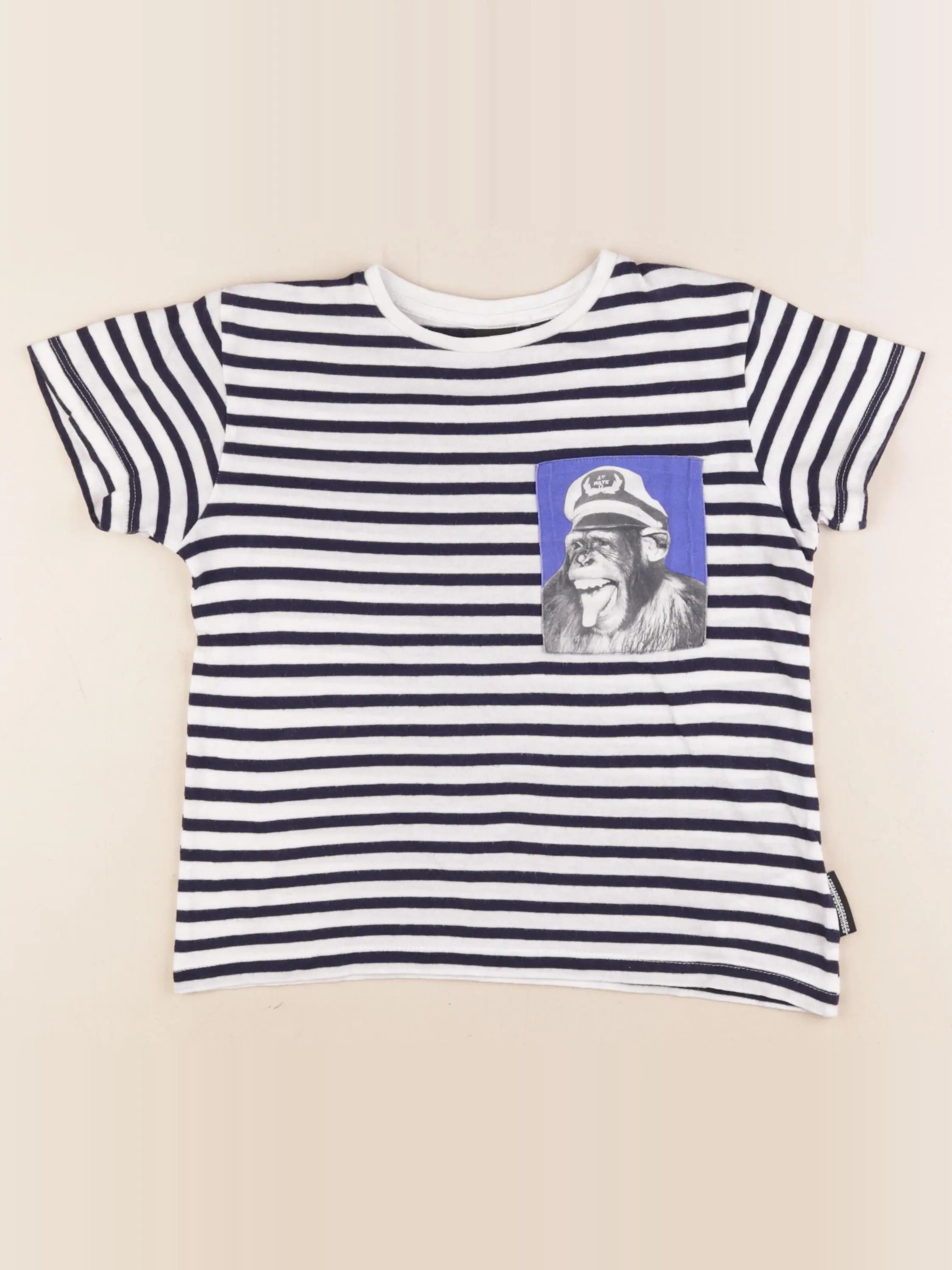 Le temps des cerises  - tee-shirt bleu, blanc - 8 ans