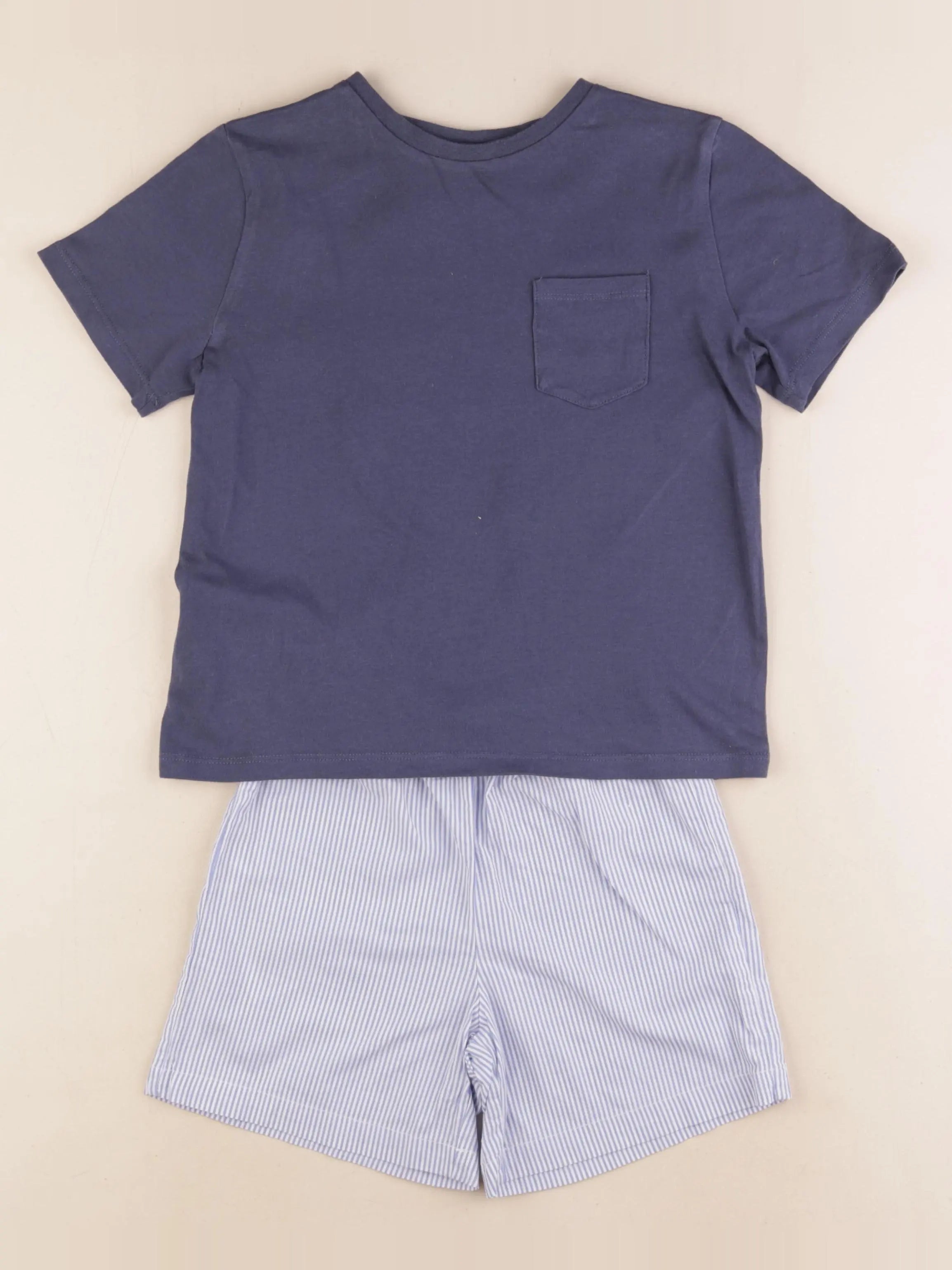 Mango - pyjama coton bleu, blanc - 5/6 ans