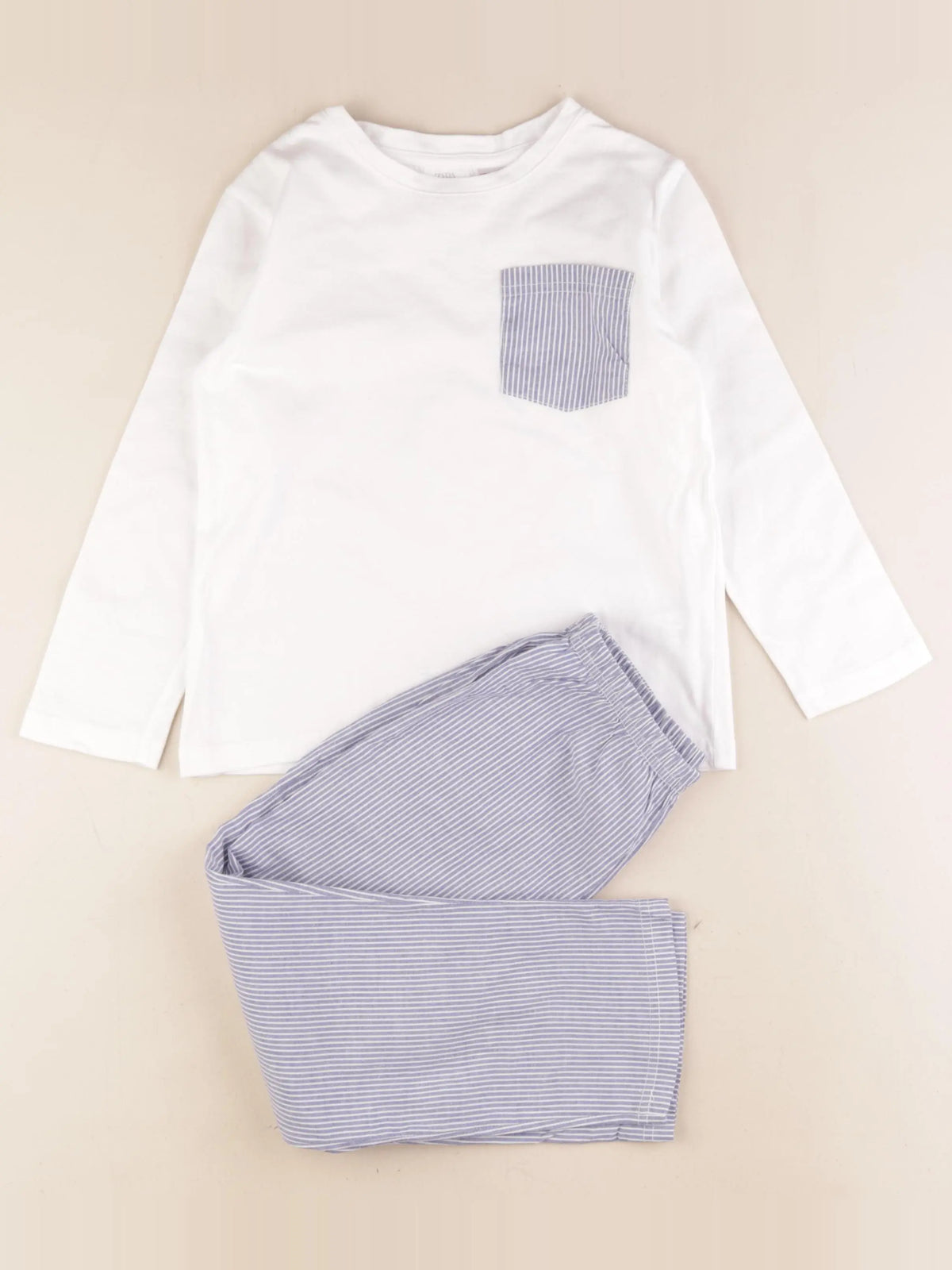 Zara - pyjama coton blanc, bleu - 5/6 ans