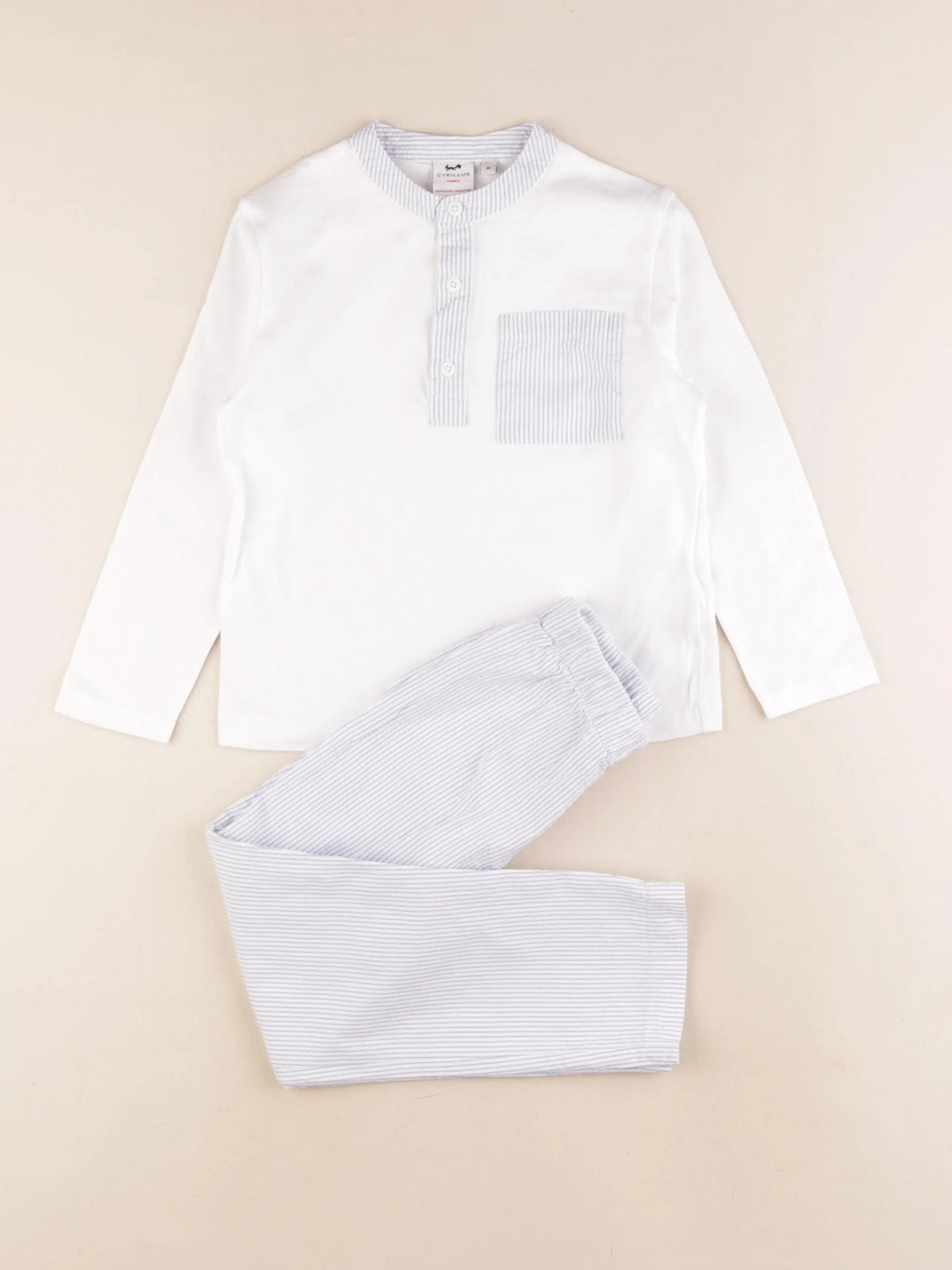 Cyrillus - pyjama coton blanc, bleu - 6 ans