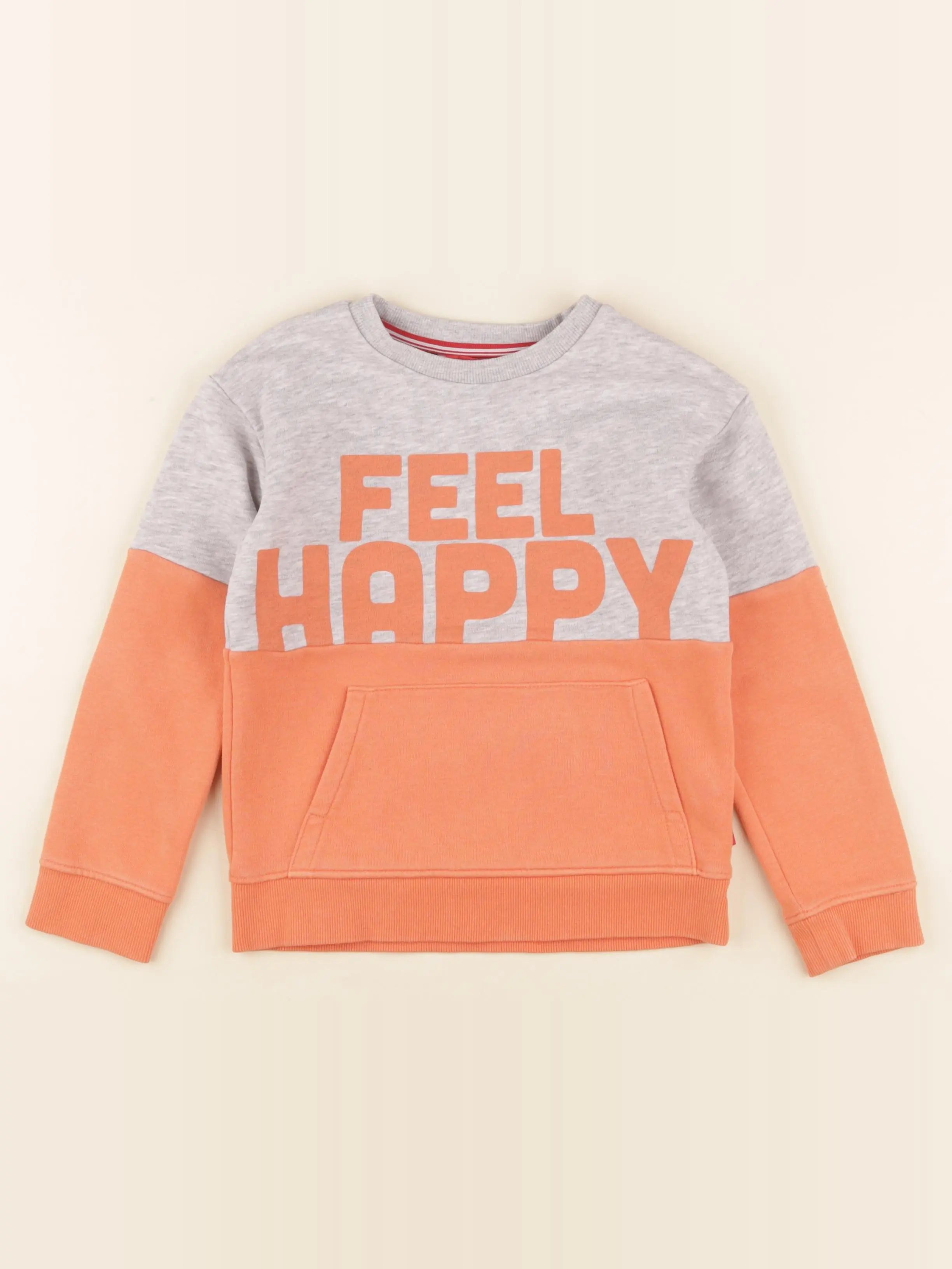 Okaidi - sweat gris, orange - 5 ans