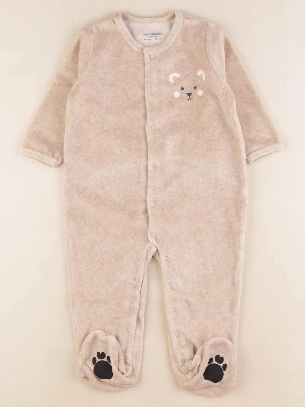 Vertbaudet - pyjama velours marron - 18 mois