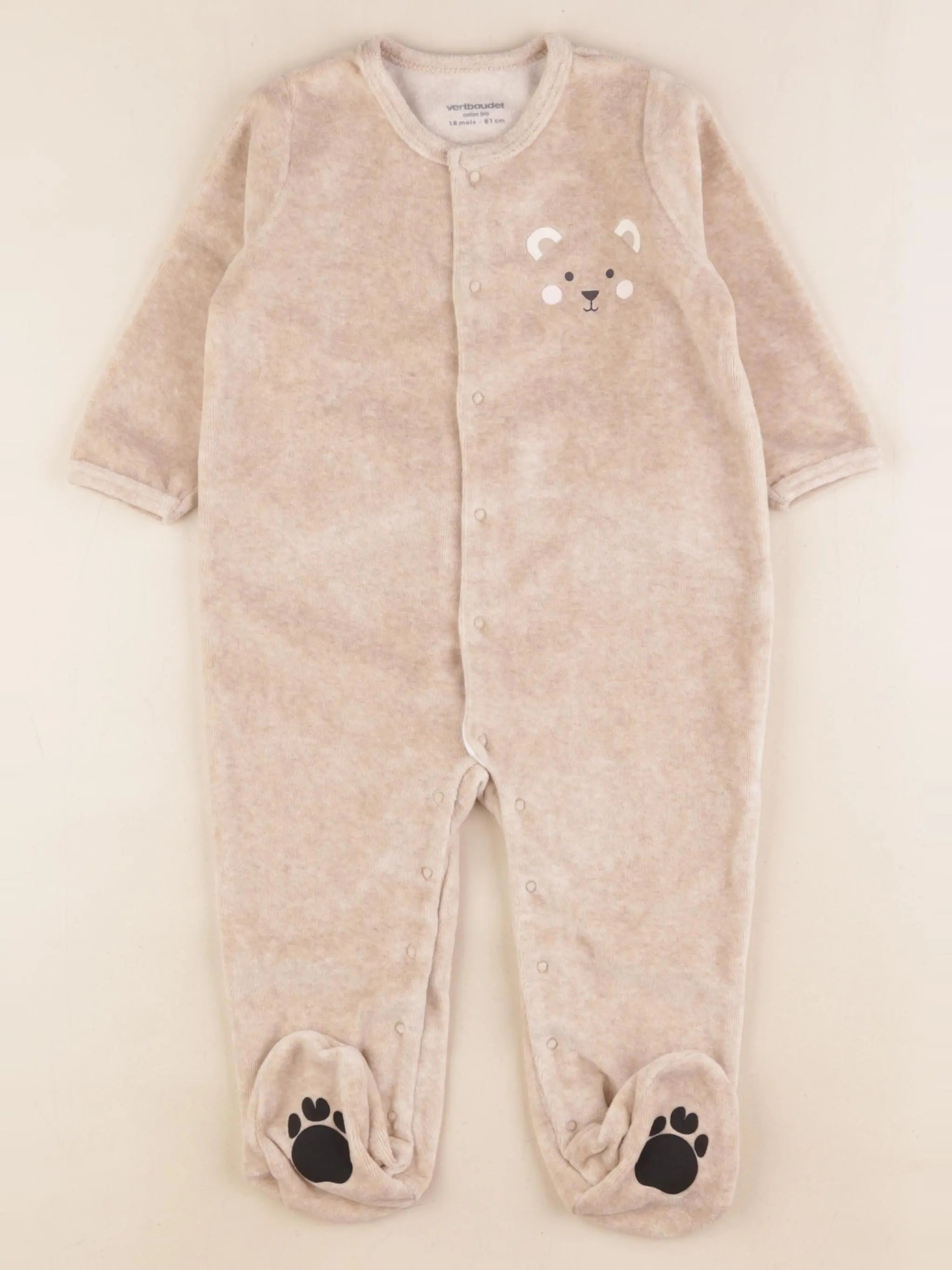 Vertbaudet - pyjama velours marron - 18 mois