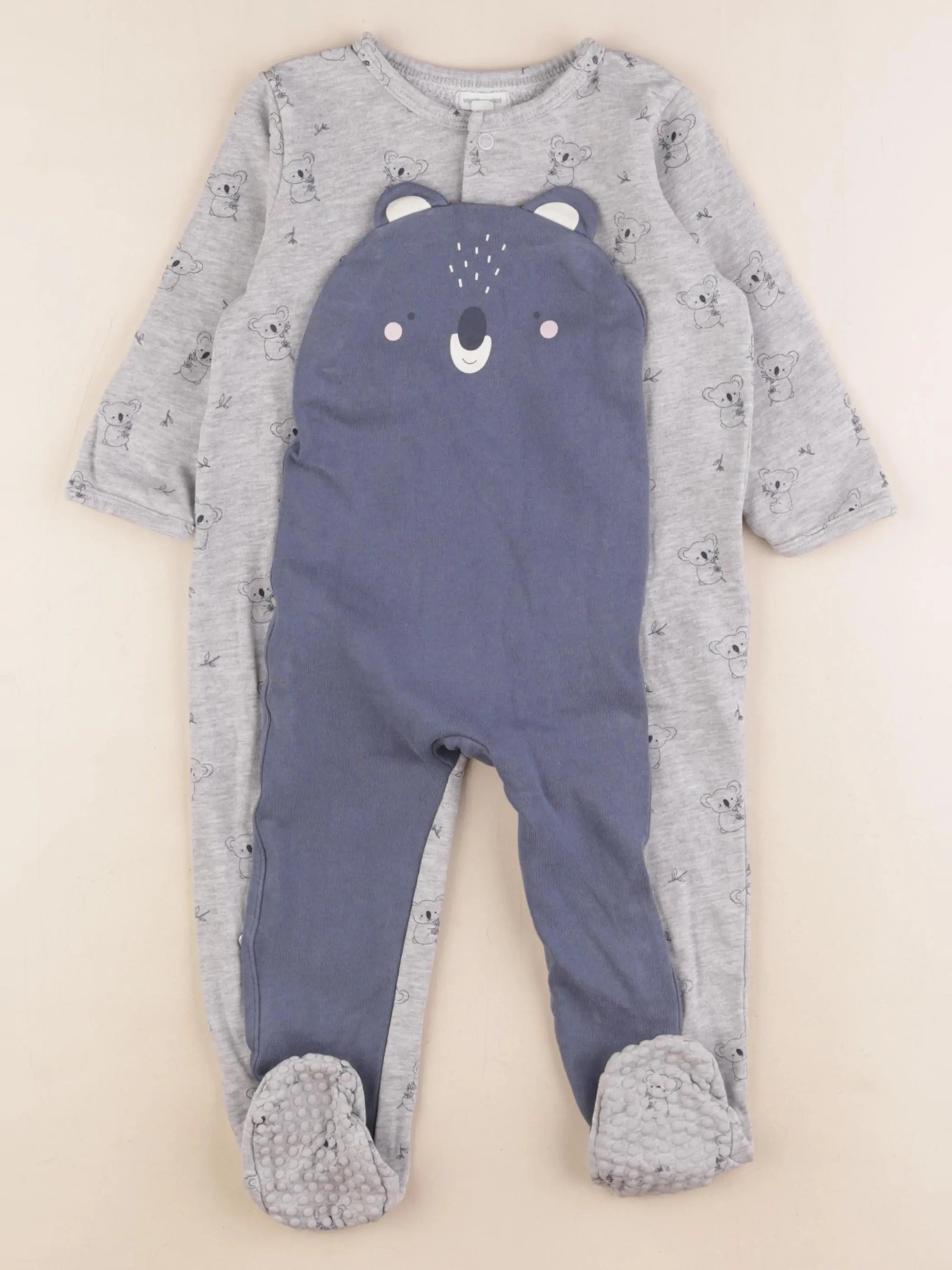 Vertbaudet - pyjama coton bleu, gris - 2 ans