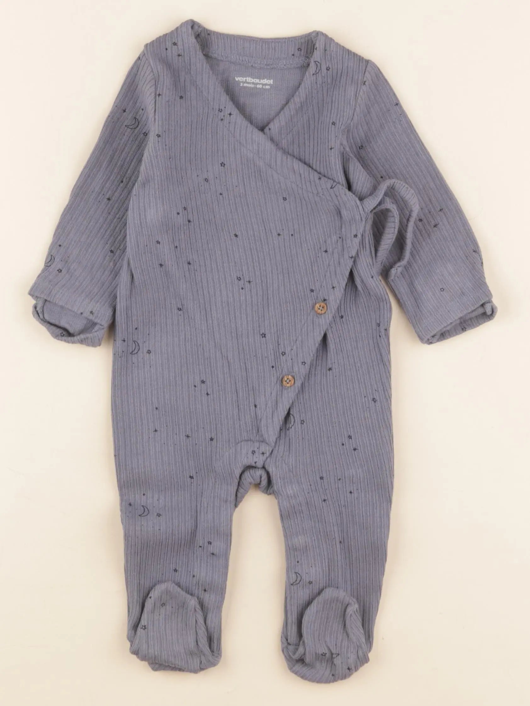 Vertbaudet - pyjama coton bleu - 3 mois