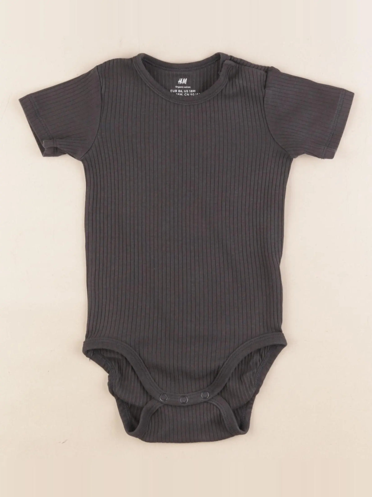 H&M - body gris - 12/18 mois