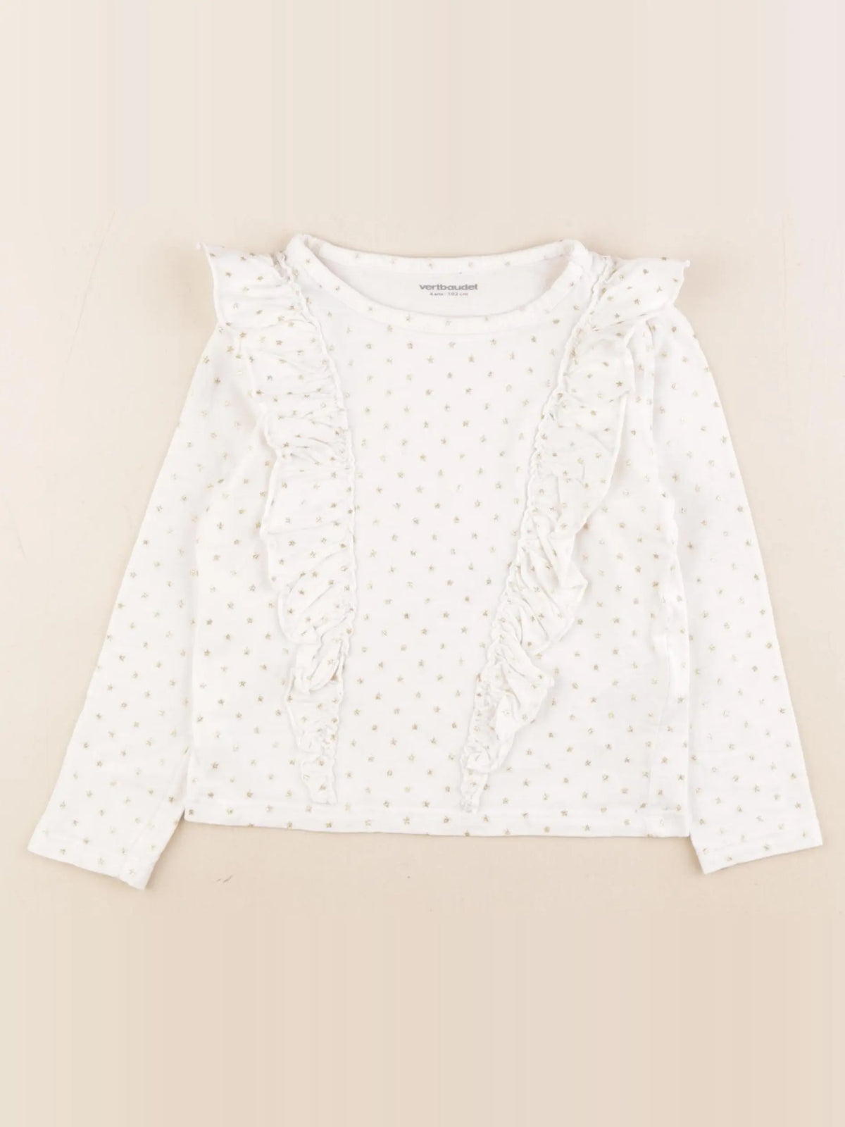 Vertbaudet - tee-shirt beige, or - 4 ans