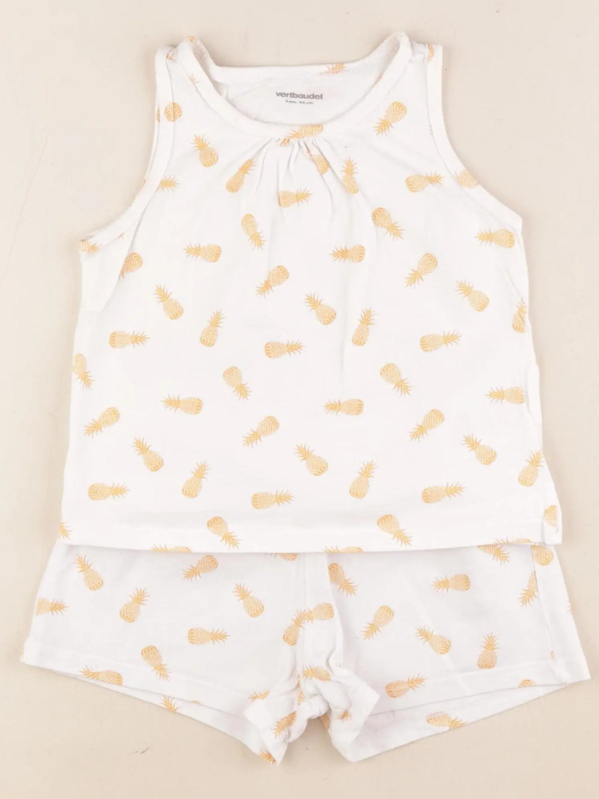 Vertbaudet - pyjama coton blanc, orange - 3 ans