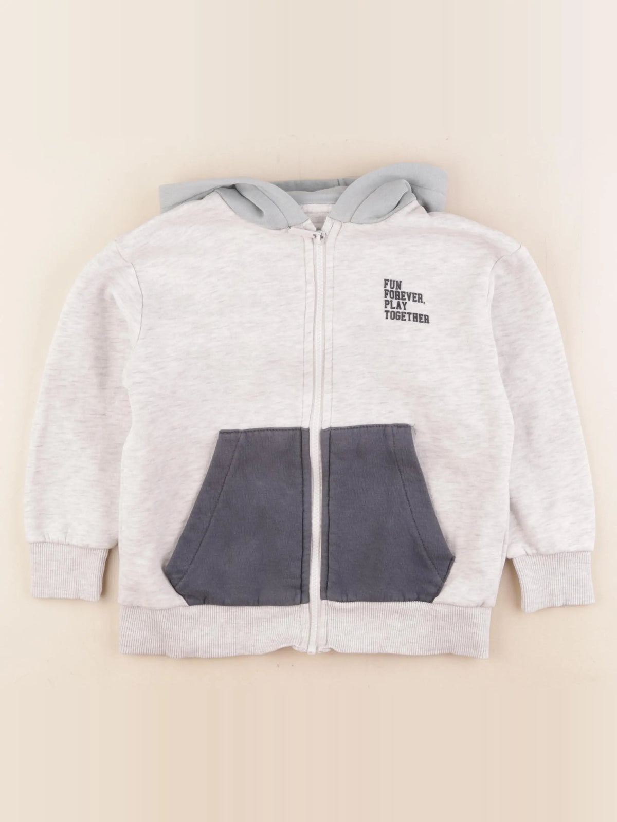 Vertbaudet - sweat bleu, gris - 8 ans