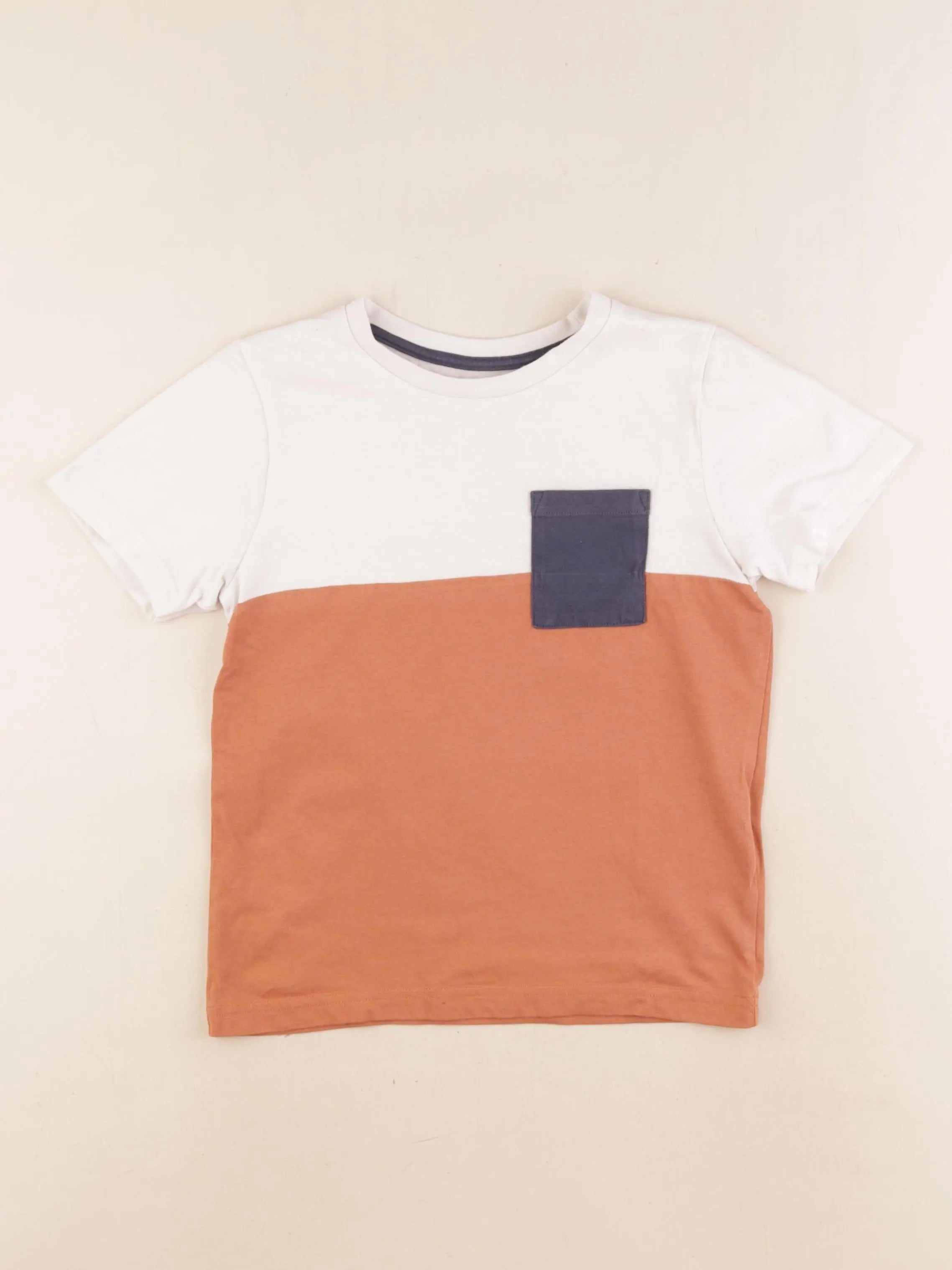 Vertbaudet - tee-shirt blanc, marron - 8 ans