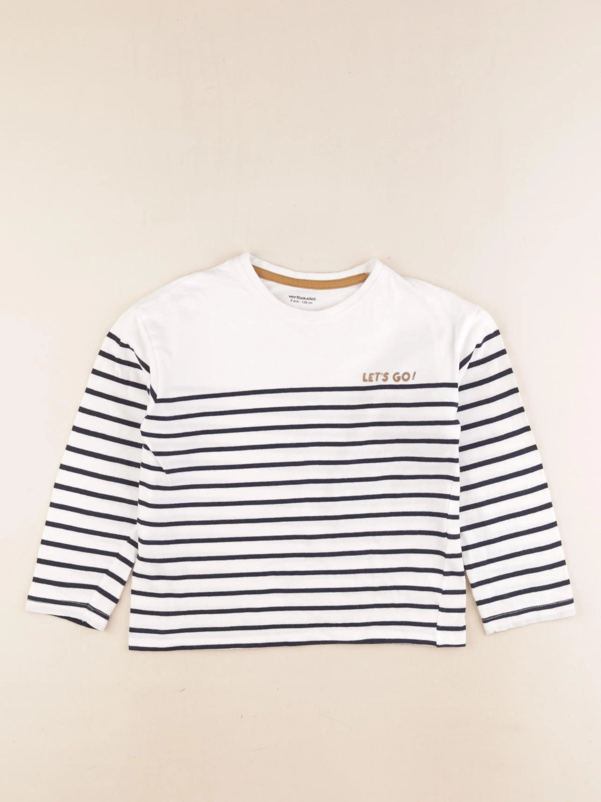 Vertbaudet - tee-shirt blanc, bleu - 8 ans