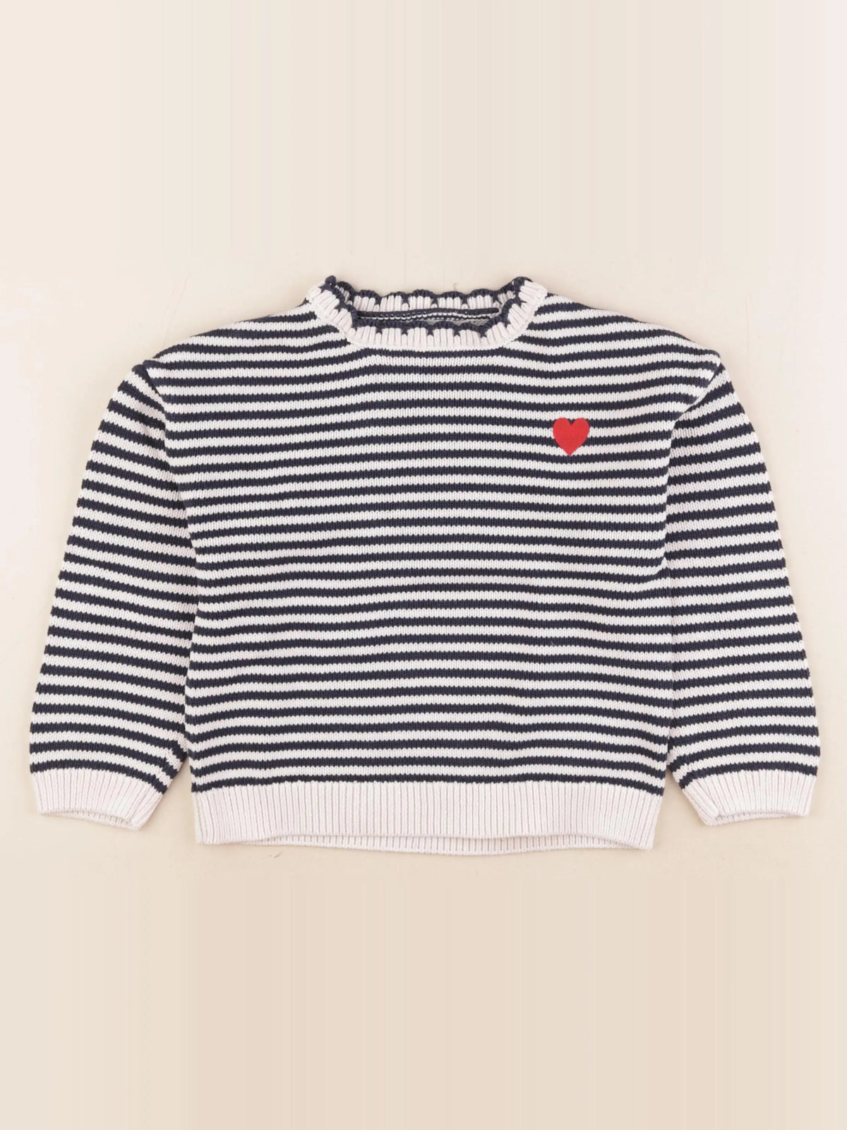 Vertbaudet - pull blanc, bleu - 6 ans