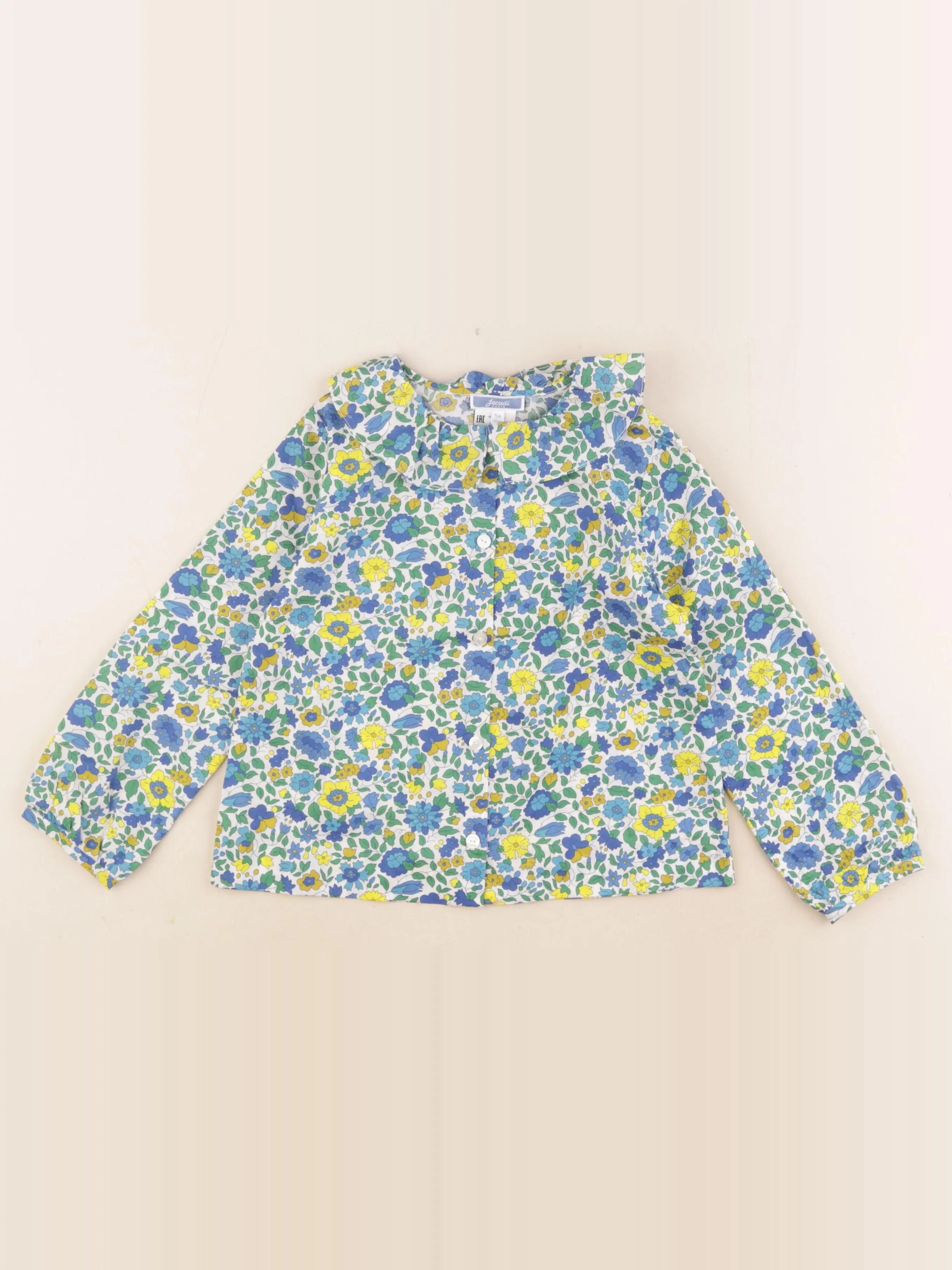 Jacadi - blouse liberty bleu, jaune - 5 ans