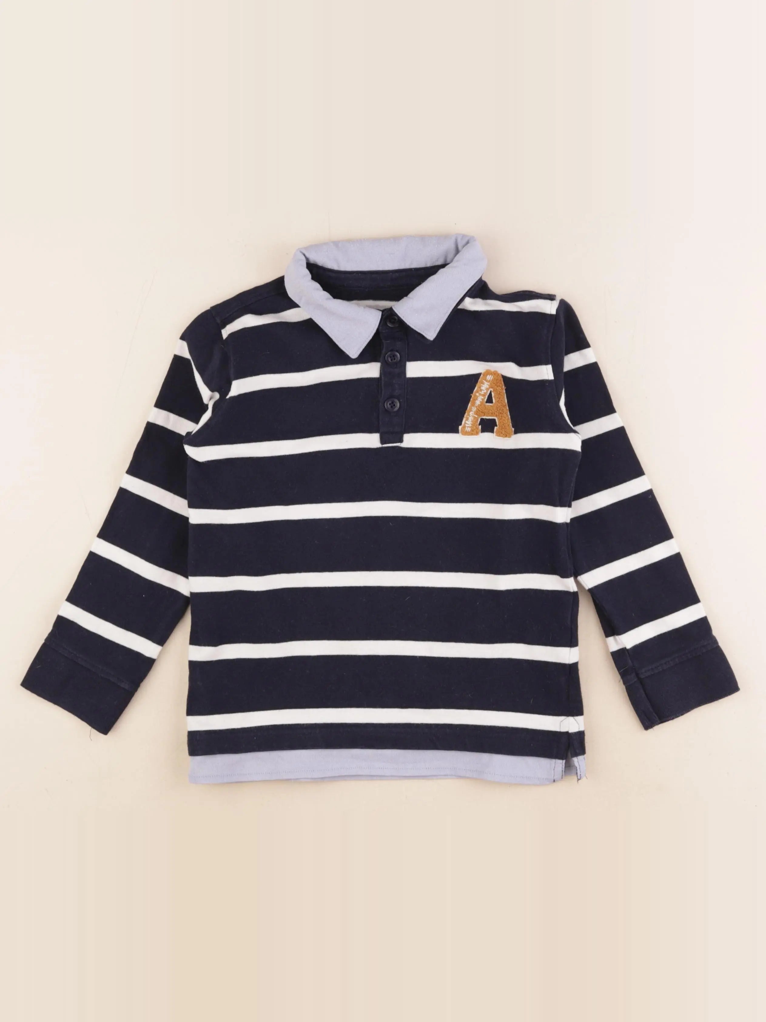 Vertbaudet - polo bleu, blanc - 8 ans