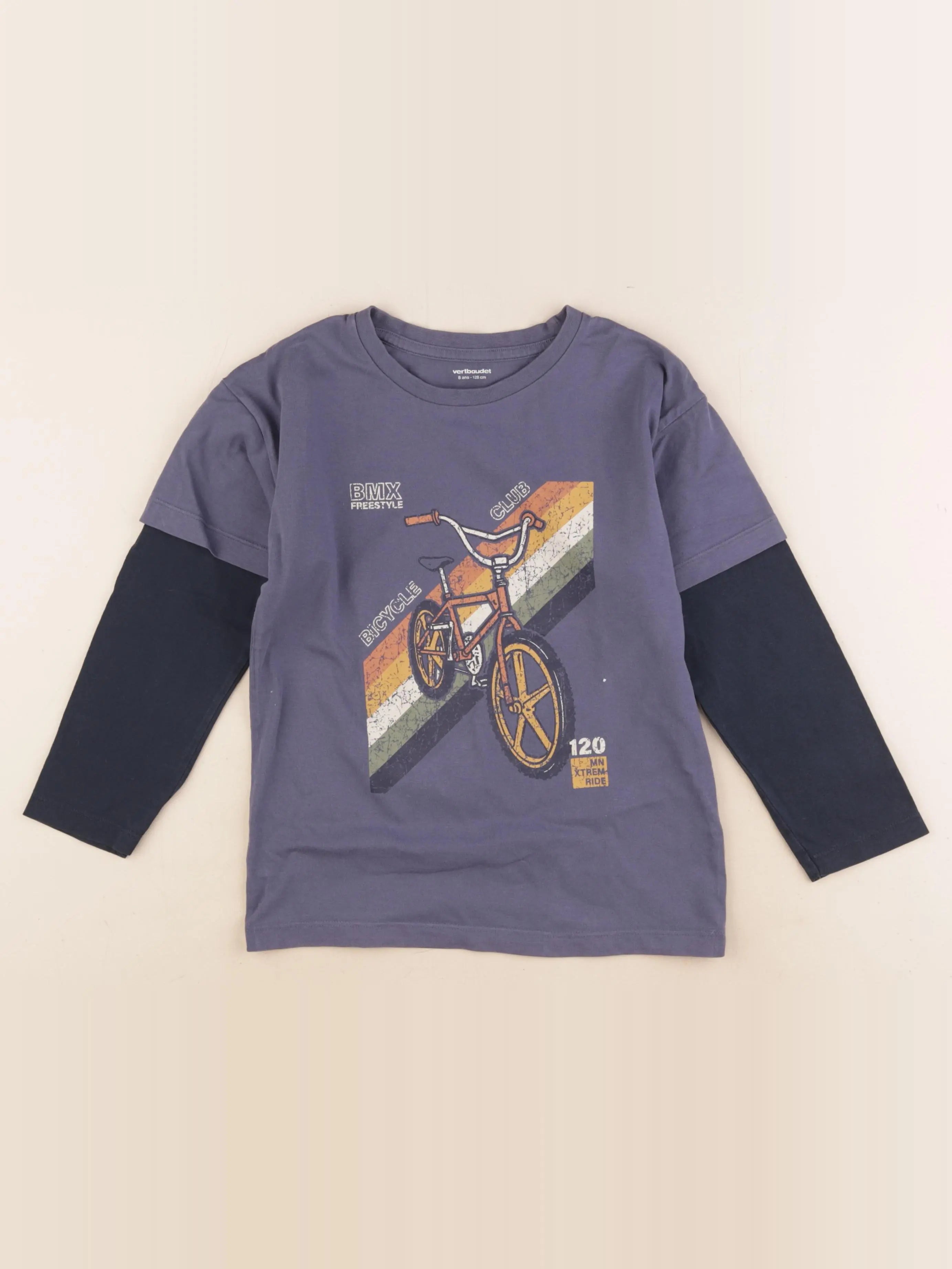 Vertbaudet - tee-shirt bleu - 8 ans
