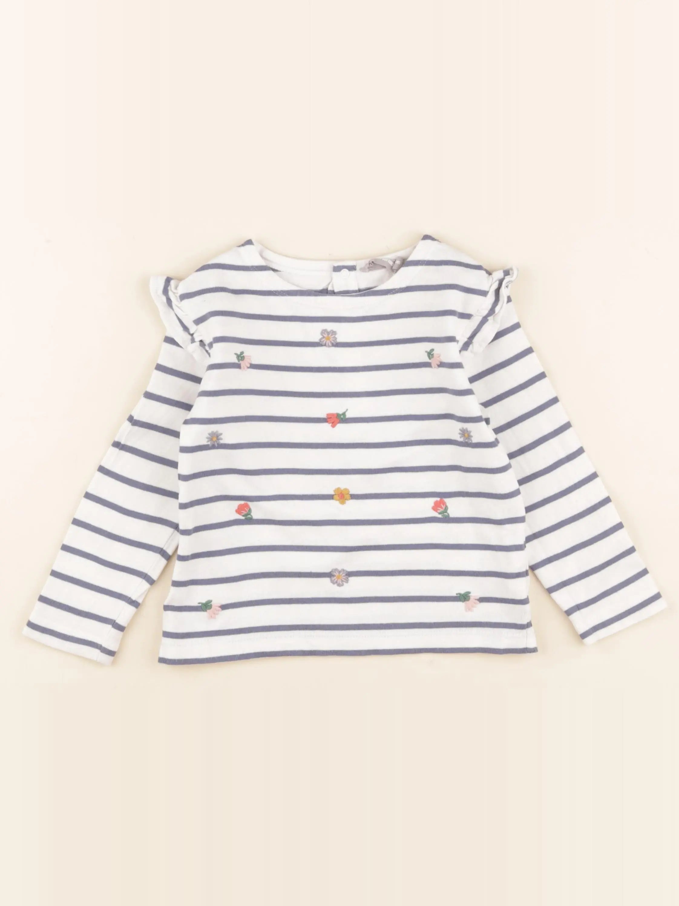 Boutchou - pull bleu, blanc - 2 ans