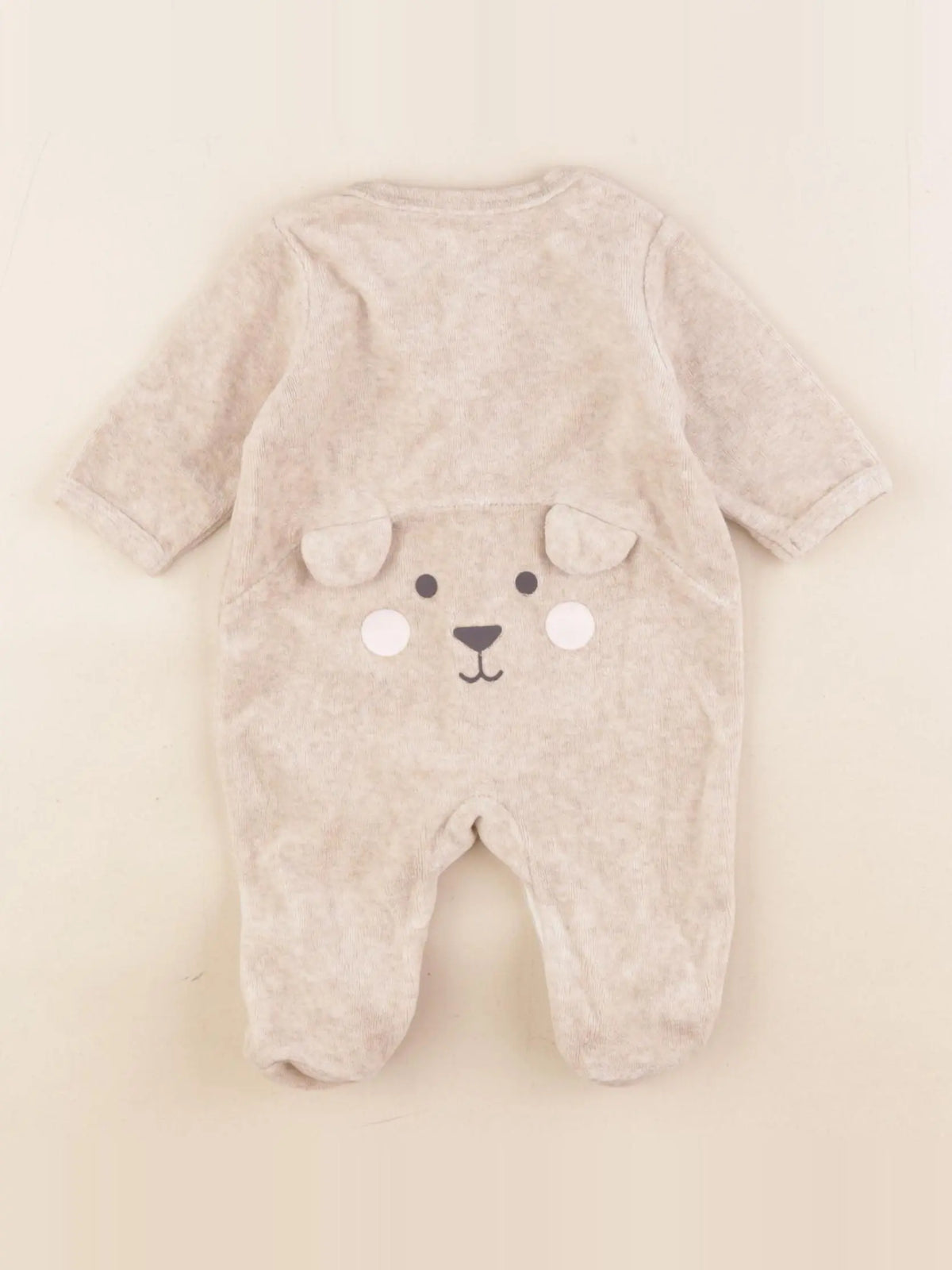 Vertbaudet - pyjama velours marron - 1 mois