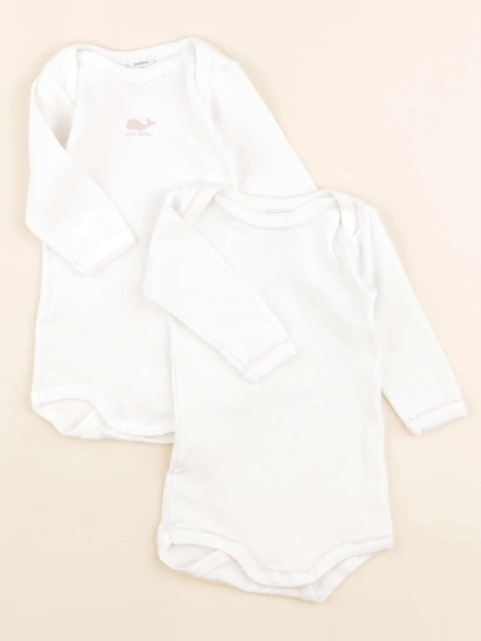 Petit Bateau - lot de 2 bodies en coton blanc - 3 mois