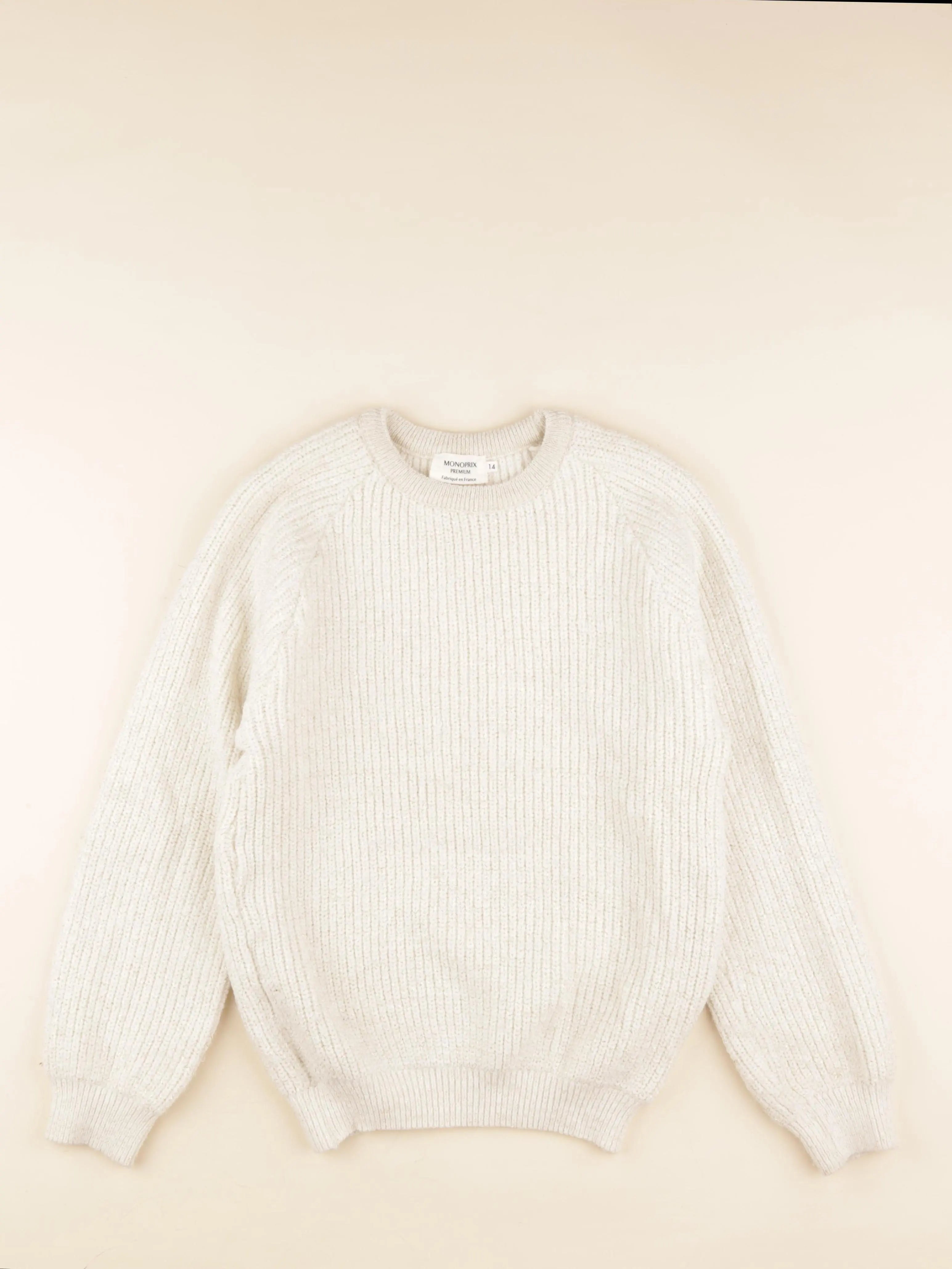 Monoprix - pull blanc - 14 ans