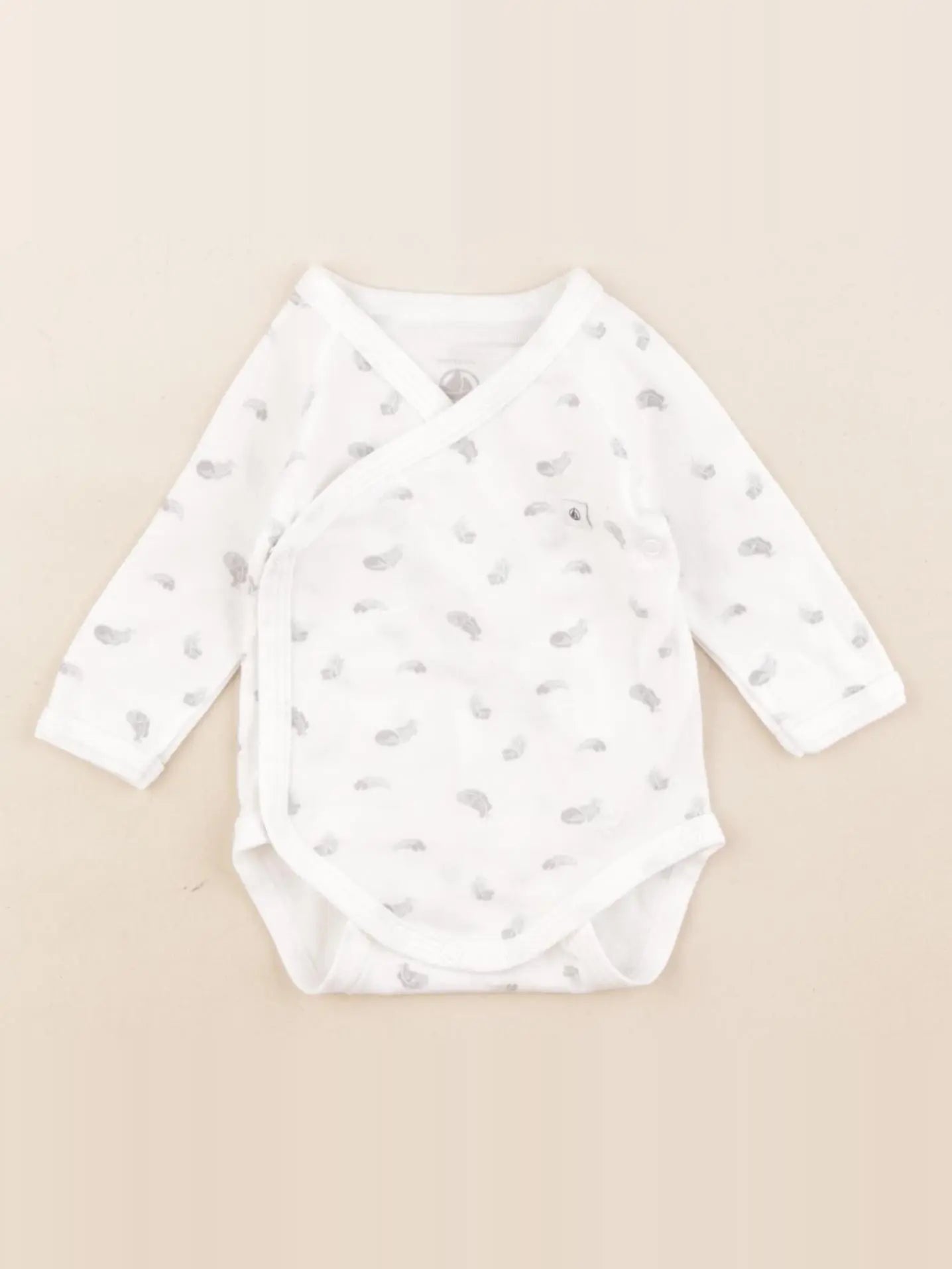 Petit Bateau - body blanc, gris - 1 mois