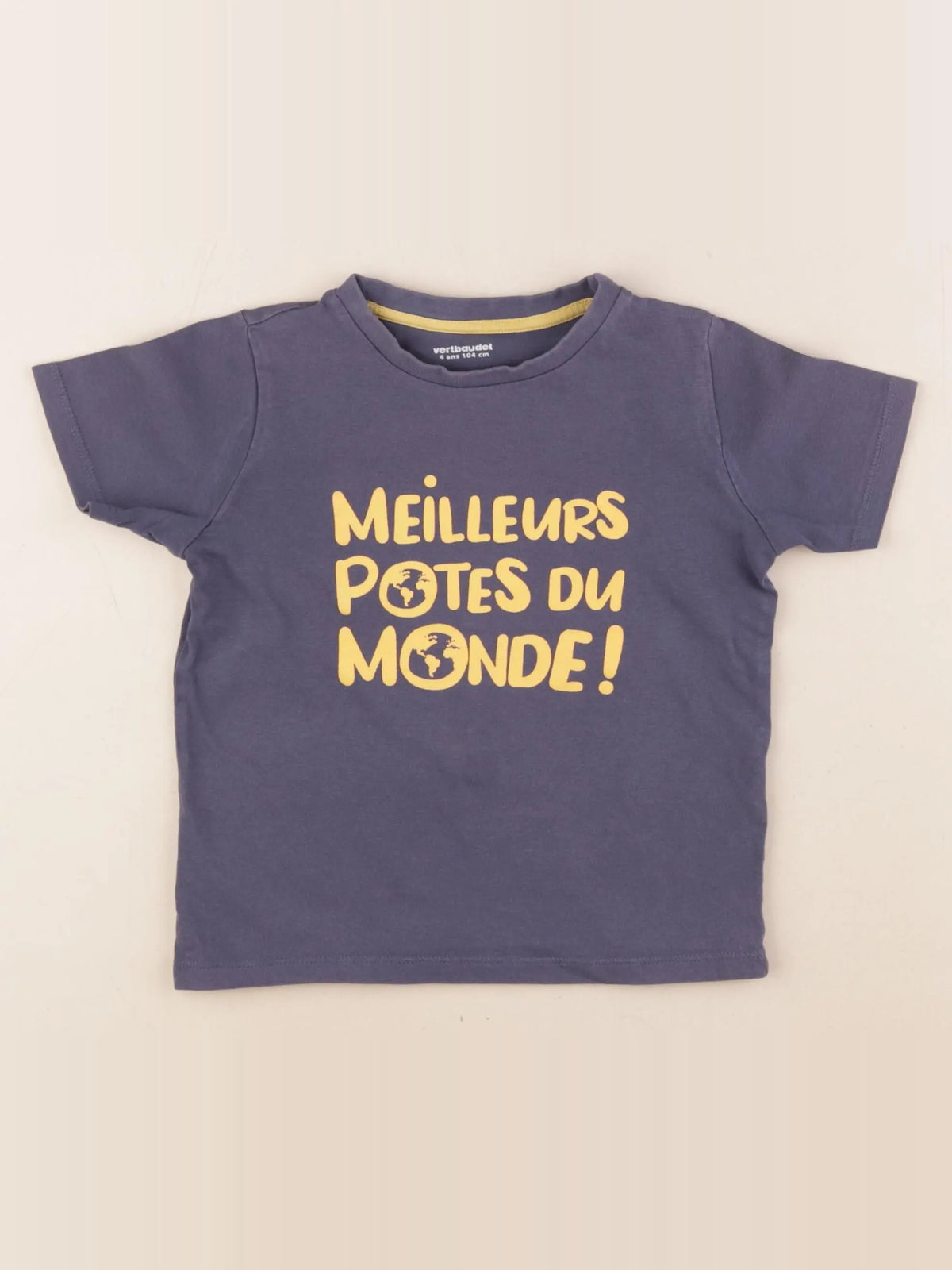 Vertbaudet - tee-shirt bleu, jaune - 4 ans