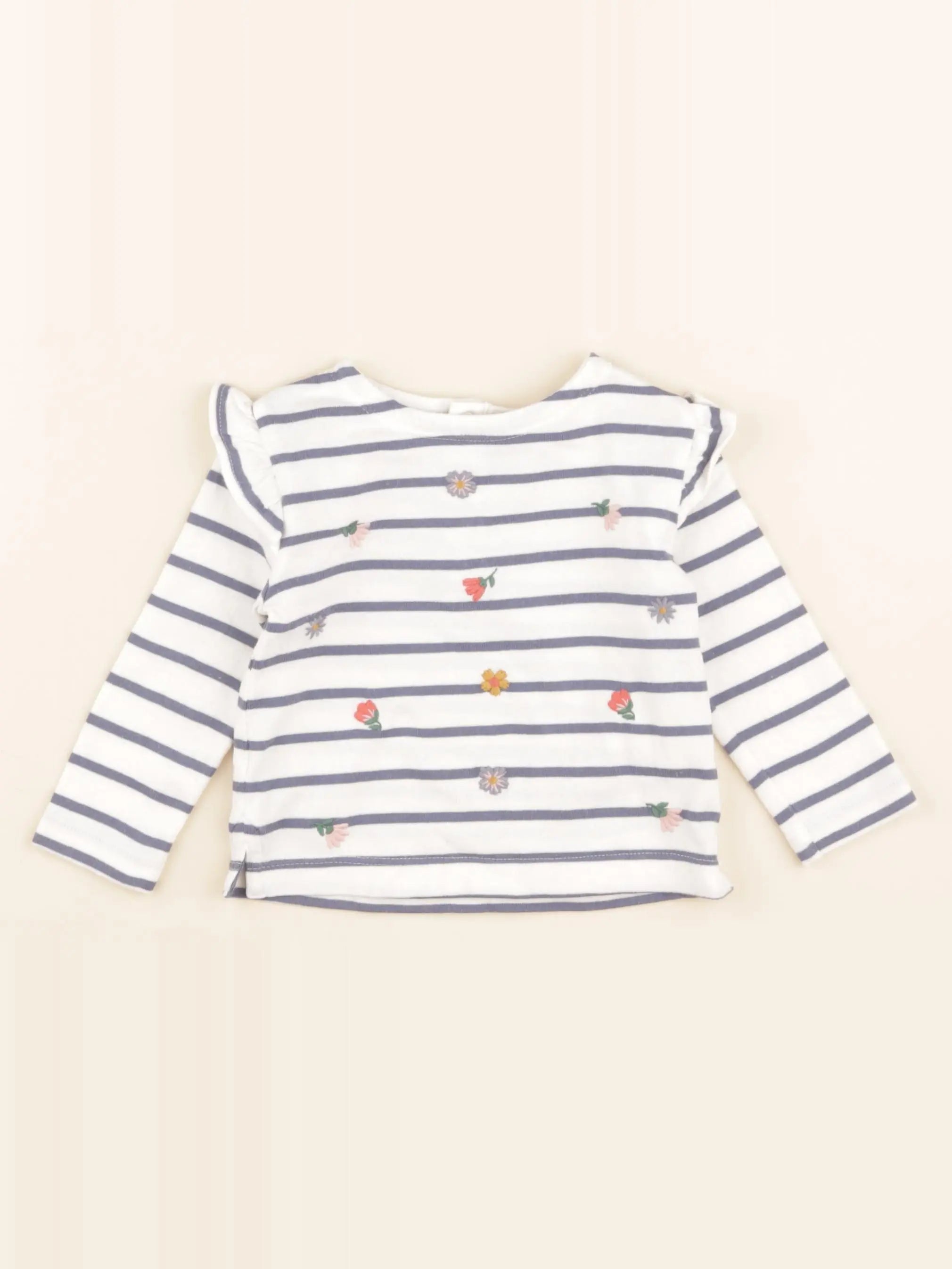 Boutchou - tee-shirt bleu, blanc - 9 mois